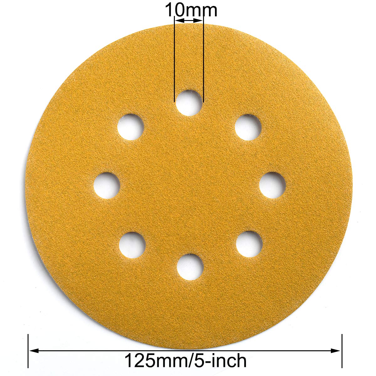 5-Inch 8-Hole Hook and Loop Sanding Discs 180-Grit Random Orbit Sandpaper, 50-Pack