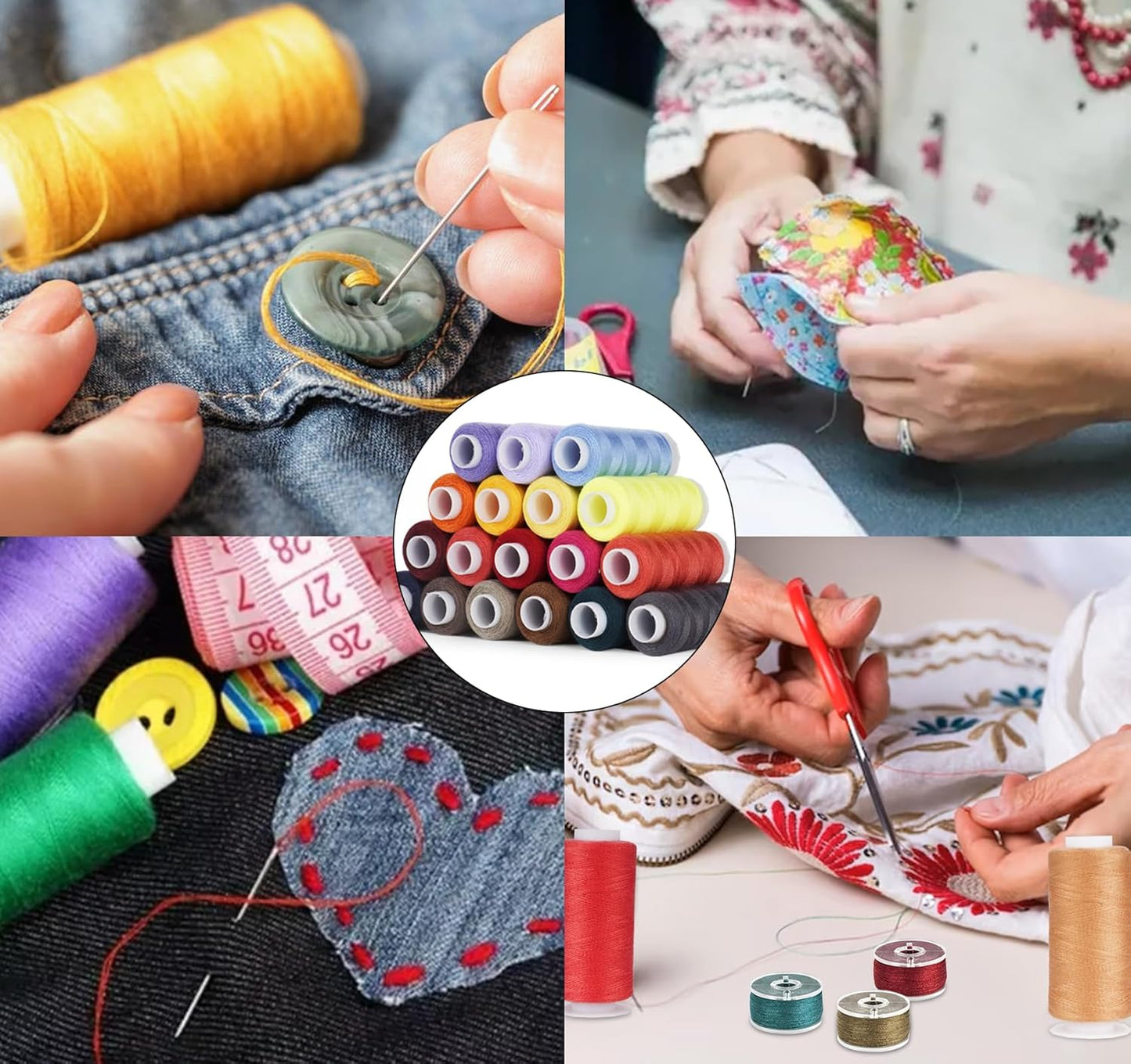 ilauke 80 Colors Sewing Thread, 164 Pcs Sewing Bobbins, 300 Yards Spools of Polyester Thread for Sewings Machine, Prewound Bobbins for Brother Singer Janome Machine with Supplies