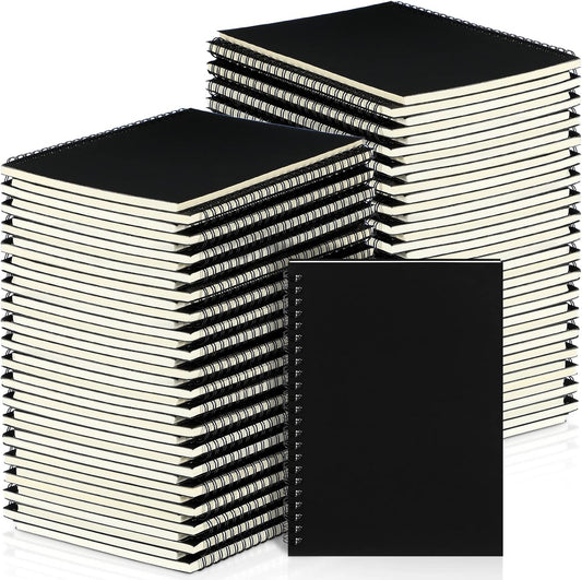 Yahenda 54 Pcs Spiral Notebook Bulk A5 Journal Lined 8.3'' x 5.5'' Writing Composition Paper Small Notepad Subject Notebook for Students Office Business Back to School Supplies (Black)