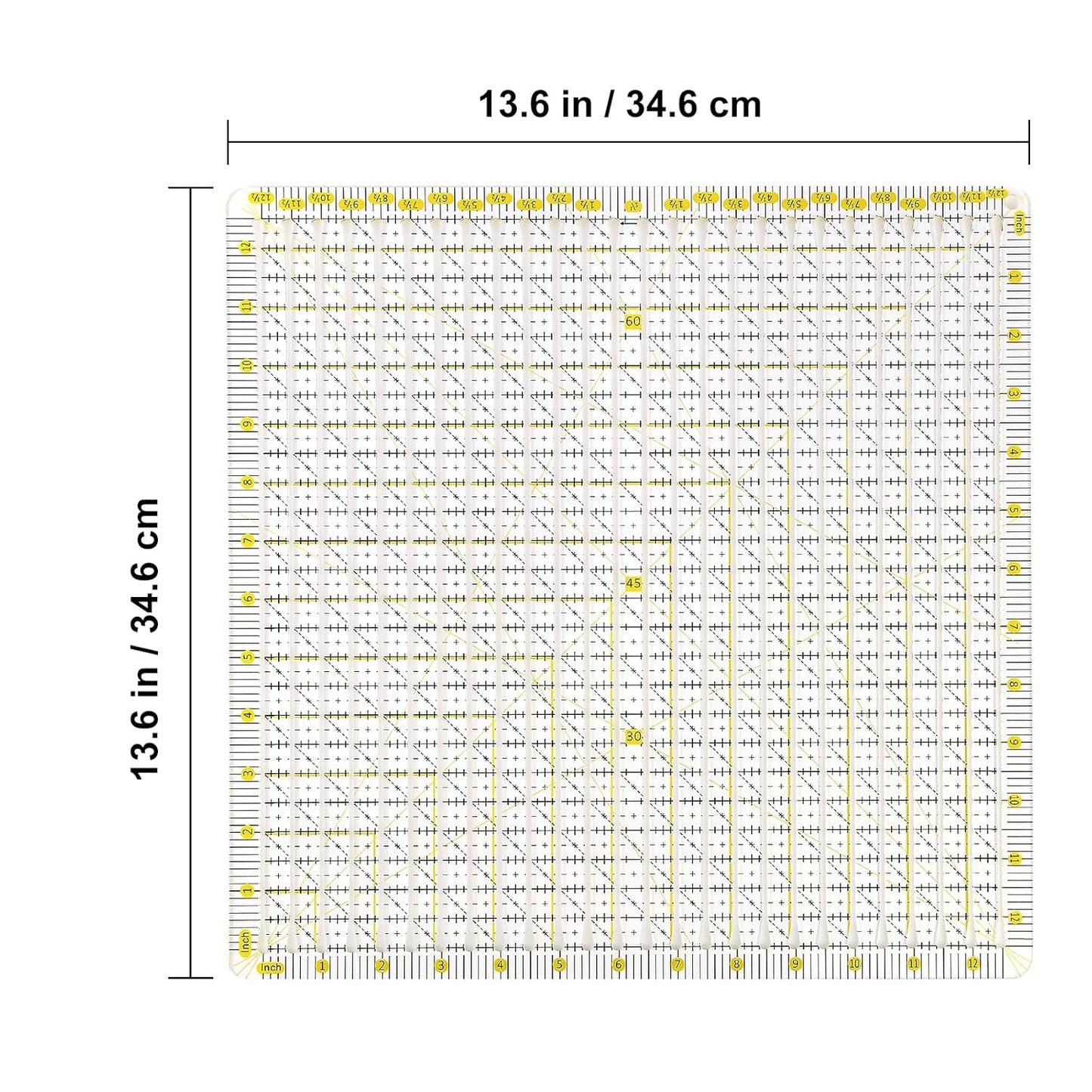 Quilting Ruler 12.5“* 12.5“ -Slotted Ruler for Precise Fabric Cutting, Stripology Ruler for Quilting