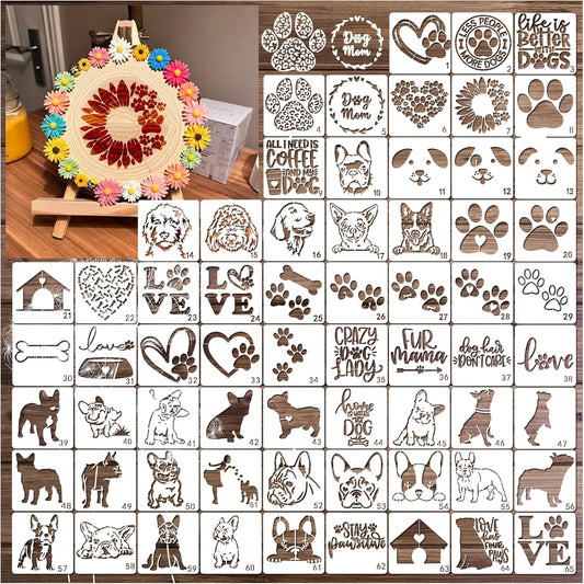 Small Stencils for Painting on Wood Reusable, 3 Inch Reusable Stencil for Craft Ornament Paint Template Stencils for Wall Card Rock Wood Signs Coasters Canvas Home Decor (Dog)