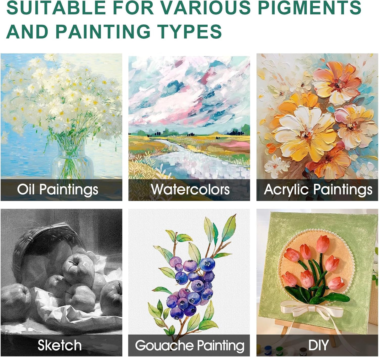 ESRICH Stretched Canvas for Painting,18 Multi Pack Blank Canvases for Painting 12x16, 11x14, 9x12, 8x10, 5x7, 3x5, Cotton Primed Painting Canvas for Oil, Acrylic Paint, for Beginners, Artists.