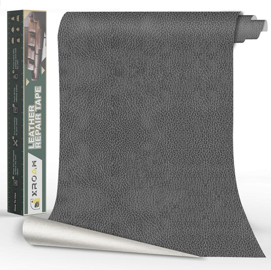 Leather Repair Tape, 16x40 inch Leather Patches for Furniture, Self Adhesive Leather Repair Patch for Sofas, Couches, Leather Covers, Seats, Chairs, Vinyl Repair Tape Retro Dark Gray