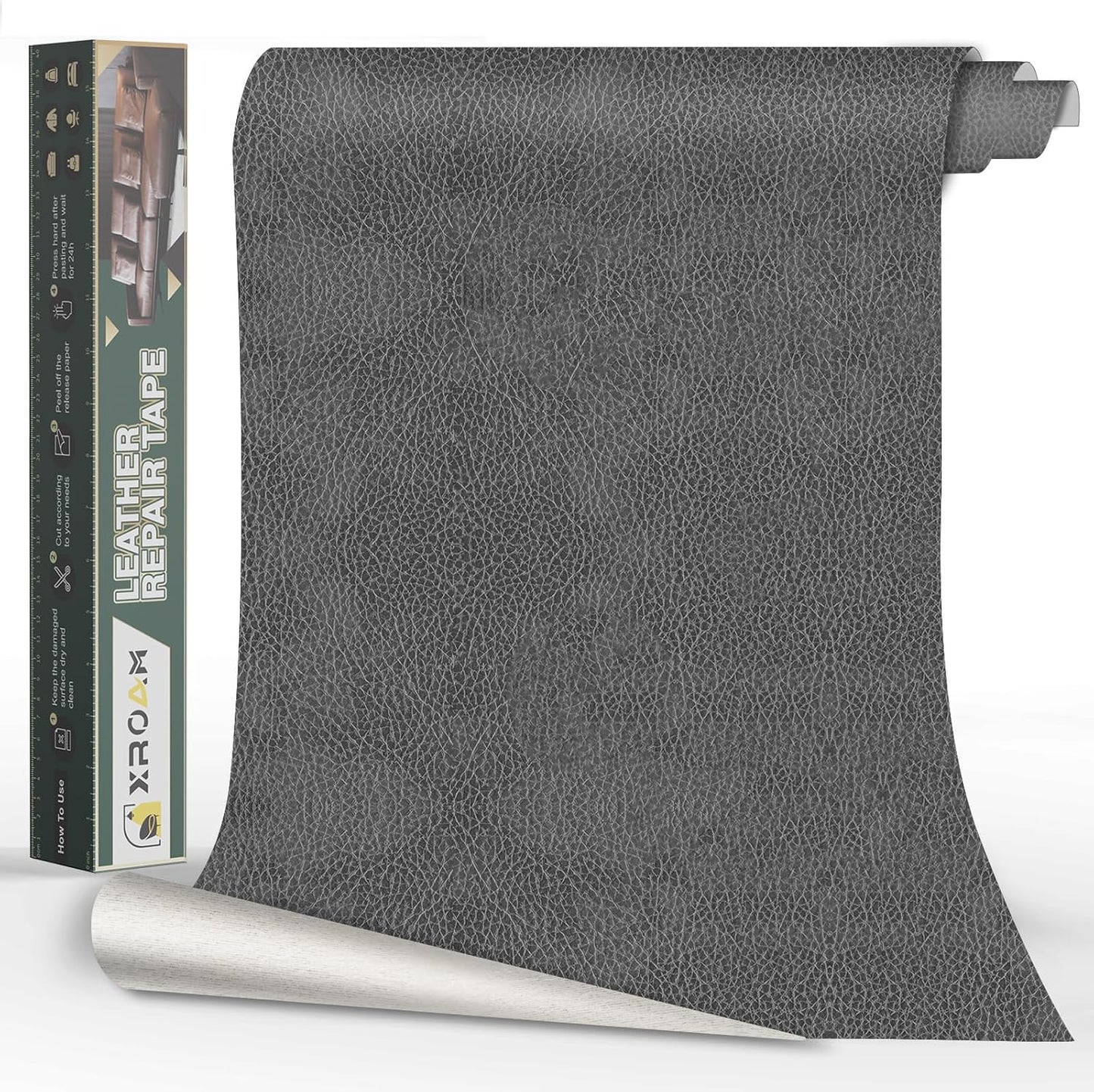 Leather Repair Tape, 16x79 inch Leather Patches for Furniture, Self Adhesive Leather Repair Patch for Sofas, Couches, Leather Covers, Seats, Chairs, Vinyl Repair Tape Retro Dark Gray