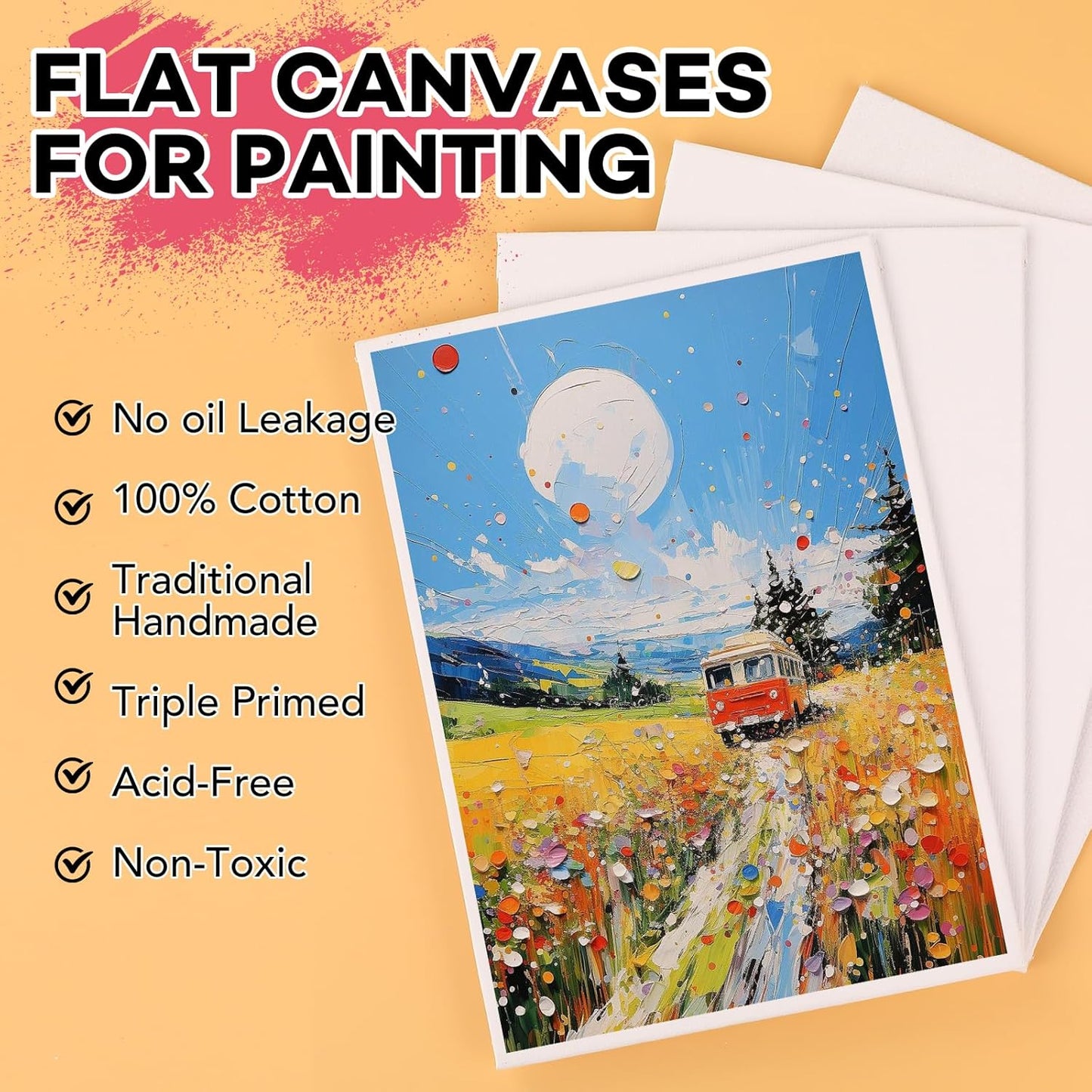 ESRICH 200 Pack 5x7 Inch Small Canvases for Painting, Painting Canvas 5x7 Inch Cotton Primed Acid Free Mini Blank Canvas Panels for Oil Paint,Watercolor,Acrylic Paint, Gouache, Tempera