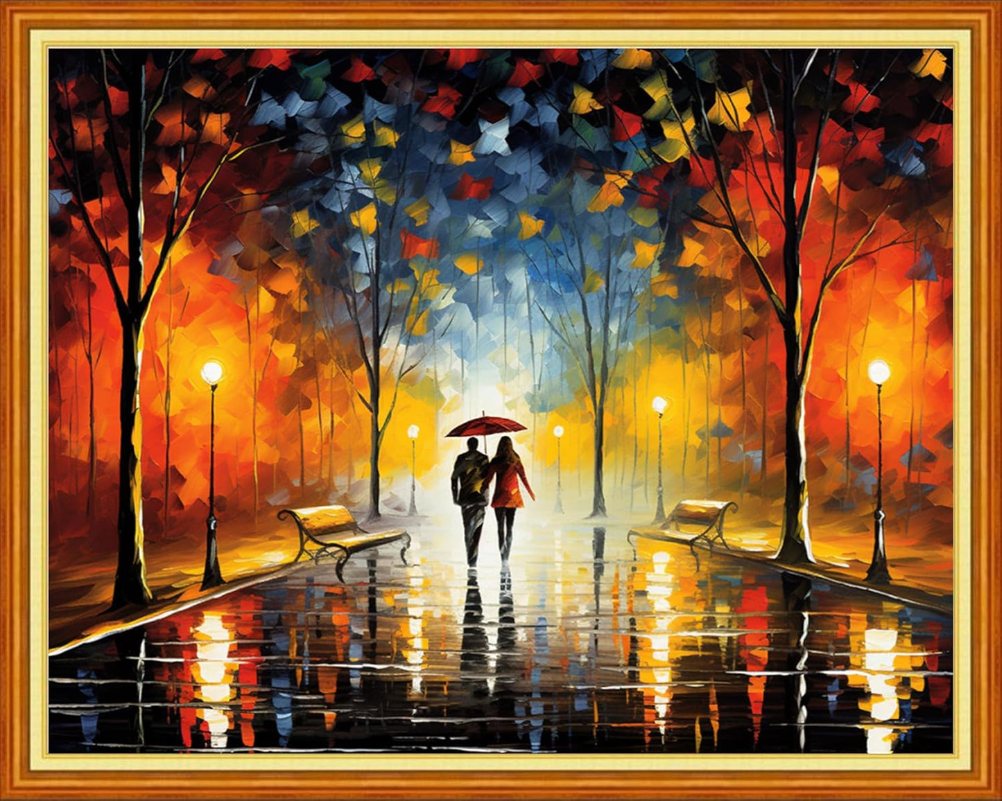 Foxhool Beginners Cross Stitch Kits Stamped Full Range of Embroidery Kits for Adults DIY Cross Stitches kit Embroidery Patterns for Needlepoint kit-Romantic Stroll 16x20 inch