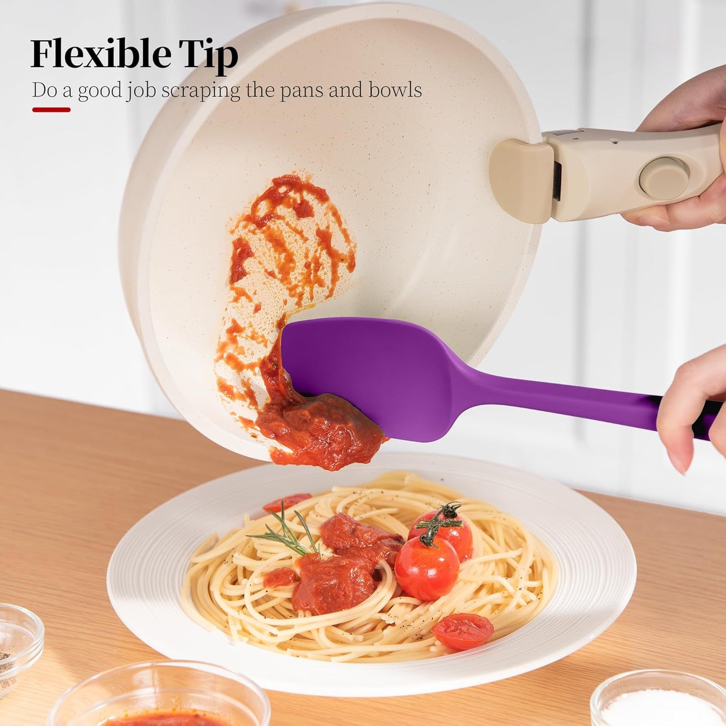 Heat Resistant Silicone Spatula Set of 4, Luxiwise 600ºF High Temp Baking Scraper Cooking Utensils Non-Stick BPA-Free for Seamless Mixing, Folding, Scraping with Rubber Kitchen Essentials (Multi-5)