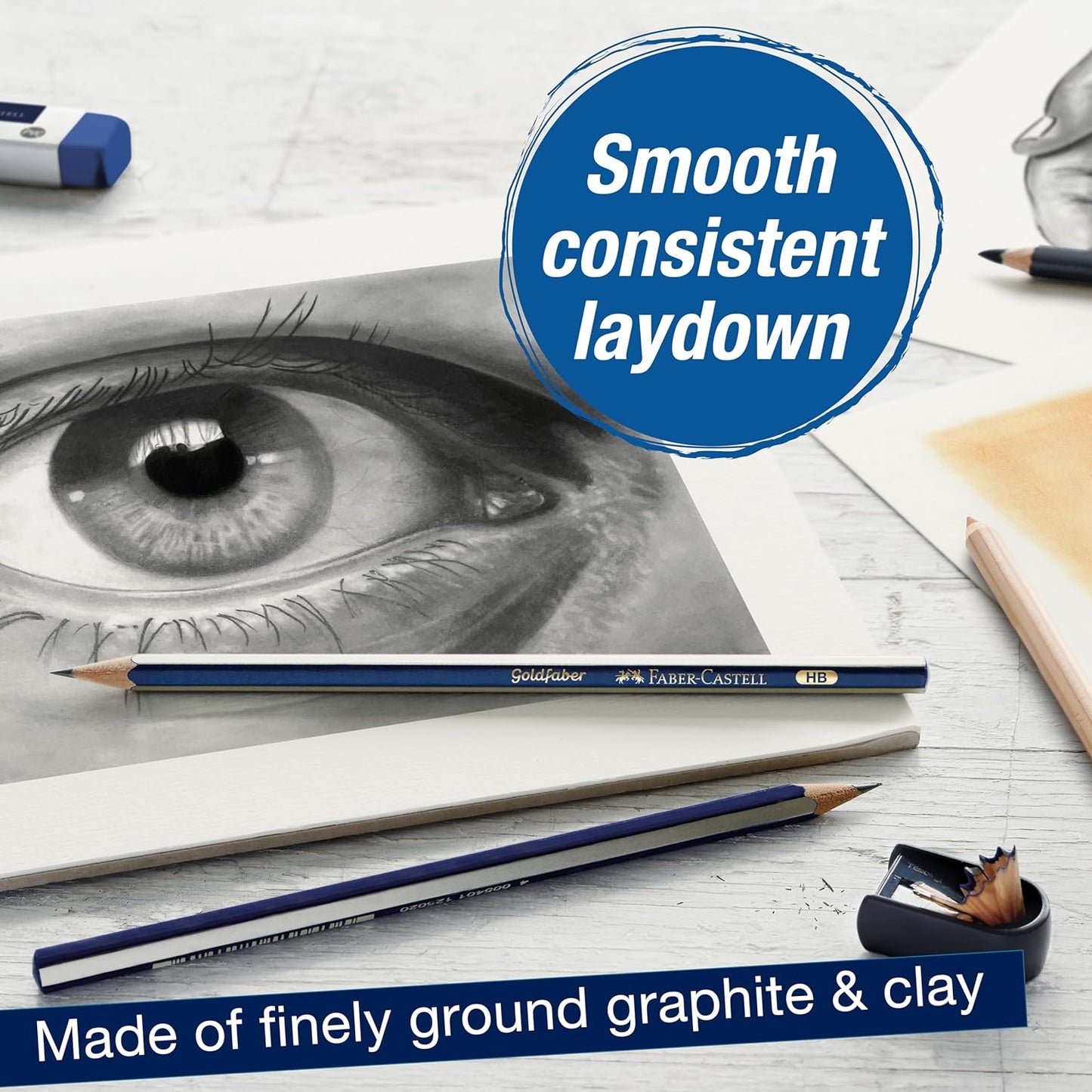 Faber-Castell Graphite Pencils Drawing Set: 12 Art Pencils for Sketching (4H, 3H, 2H, H, F, HB, B, 2B, 3B, 4B, 5B, and 6B), Shading Pencils for Drawing and Sketching, Graphite Pencil Kit