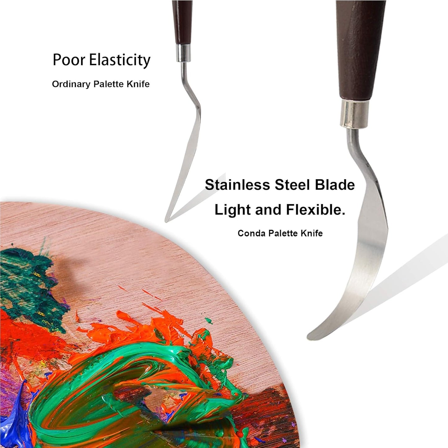 CONDA Palette Knife Painting Stainless Steel Spatula Palette Knife Oil Paint Metal Knives Wood Handle