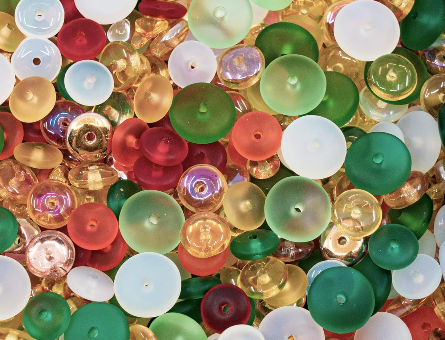 0.88oz (25g) Limited Mix of Czech Glass Spacer Beads Round Space Disc, Size & Color Mix, Spacers 01