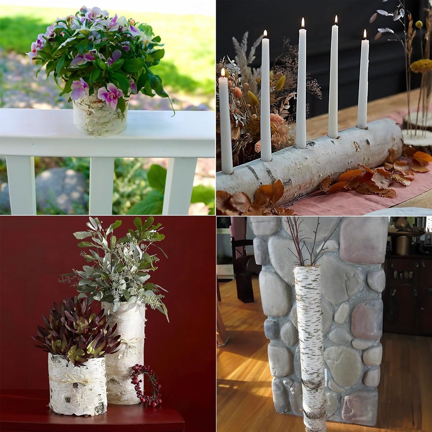 Artificial Birch Bark 3D Realistic Texture 78.7in*19.7in（10.8 Sq.ft）Silicone Material Faux Tree Bark Nature-Inspired DIY Design Eco-Friendly Home Deco Accentuating Natural Beauty （No glue included）