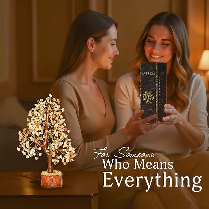 YATSKIA Citrine Healing Crystal - Gemstone Tree, Bonsai Trees, Fake Bonsai, Feng Shui Tree, Crystal Gifts for Women, Arbol De La Abundancia, Crytals and Gemstones, Good Luck Home Decor
