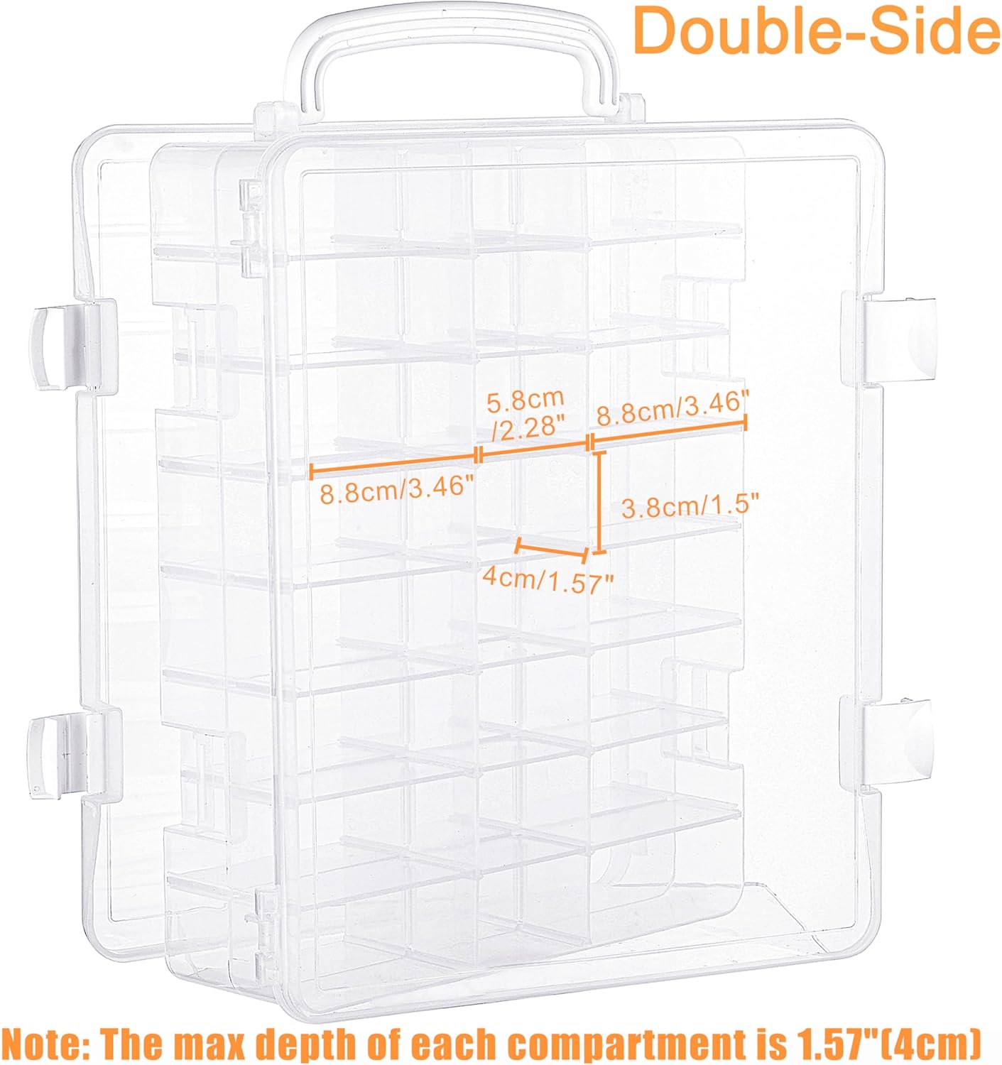 New brothread Double-Sided Storage Organizer/Box with Total 48 Adjustable Compartments, Removable Dividers for Embroidery and Sewing Threads, Embroidery Floss, Needles, Beads, Small Crafts & Toys