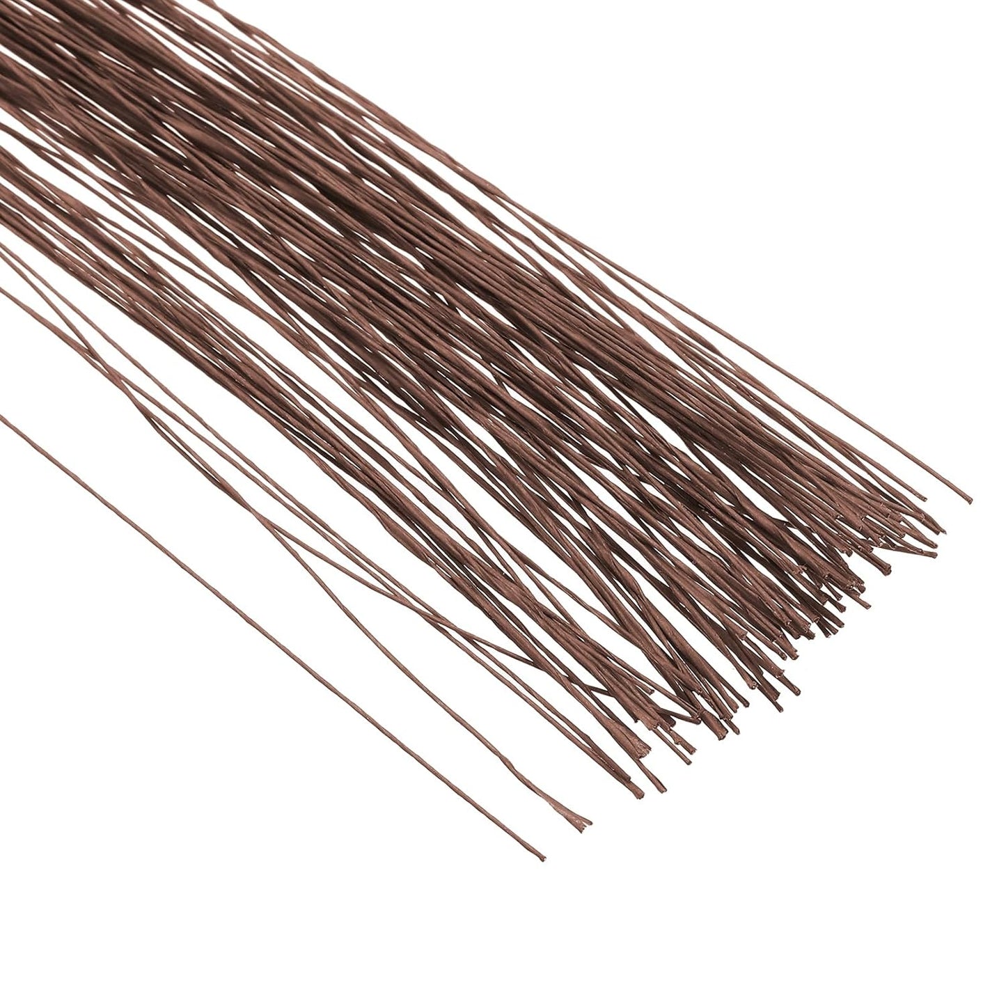 PATIKIL 28 Gauge 16" Floral Stem Wire, 100 Pcs Paper Wrapped Iron Artificial Flower Stem Accessories for DIY Bouquet Stem and Craft Decoration, Brown