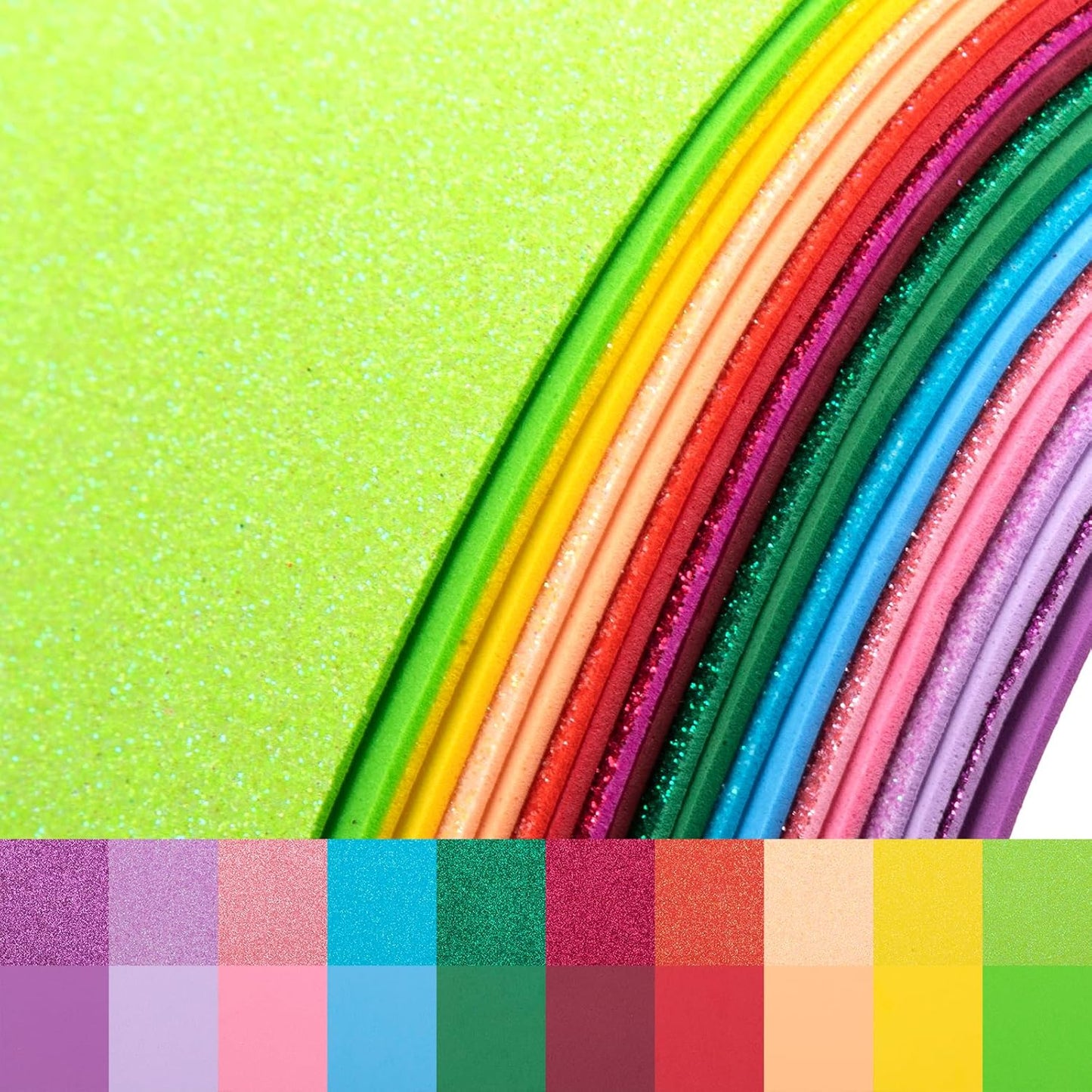 20 Pack Glitter EVA Foam Sheets Craft 8 x 12 inch, 20 Colors Sparkles Foam Paper for Art Crafts Projects, Classrooms Scrapbook Gift DIY Cutters Card Party Decoration (Multicolor 01)