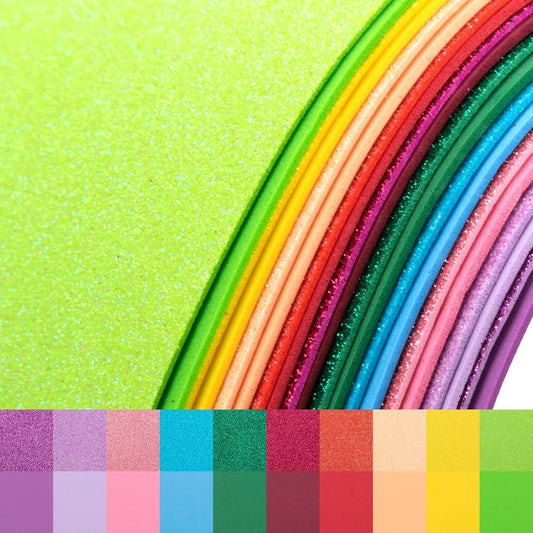 20 Pack Glitter EVA Foam Sheets Craft 8 x 12 inch, 20 Colors Sparkles Foam Paper for Art Crafts Projects, Classrooms Scrapbook Gift DIY Cutters Card Party Decoration (Multicolor 01)
