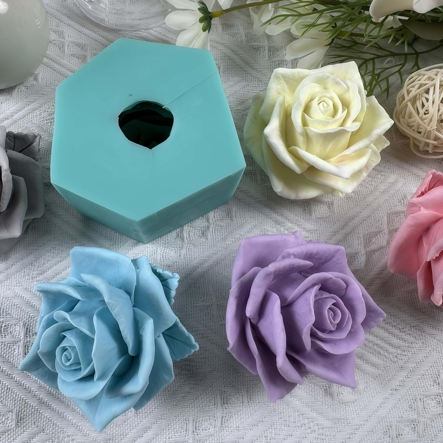 Bloom Rose Flower 3D Silicone Mold for Resin Flower Soap Candle Making DIY Molds Wedding Cake Mold Epoxy Decorating Craft Mould Baking Tools
