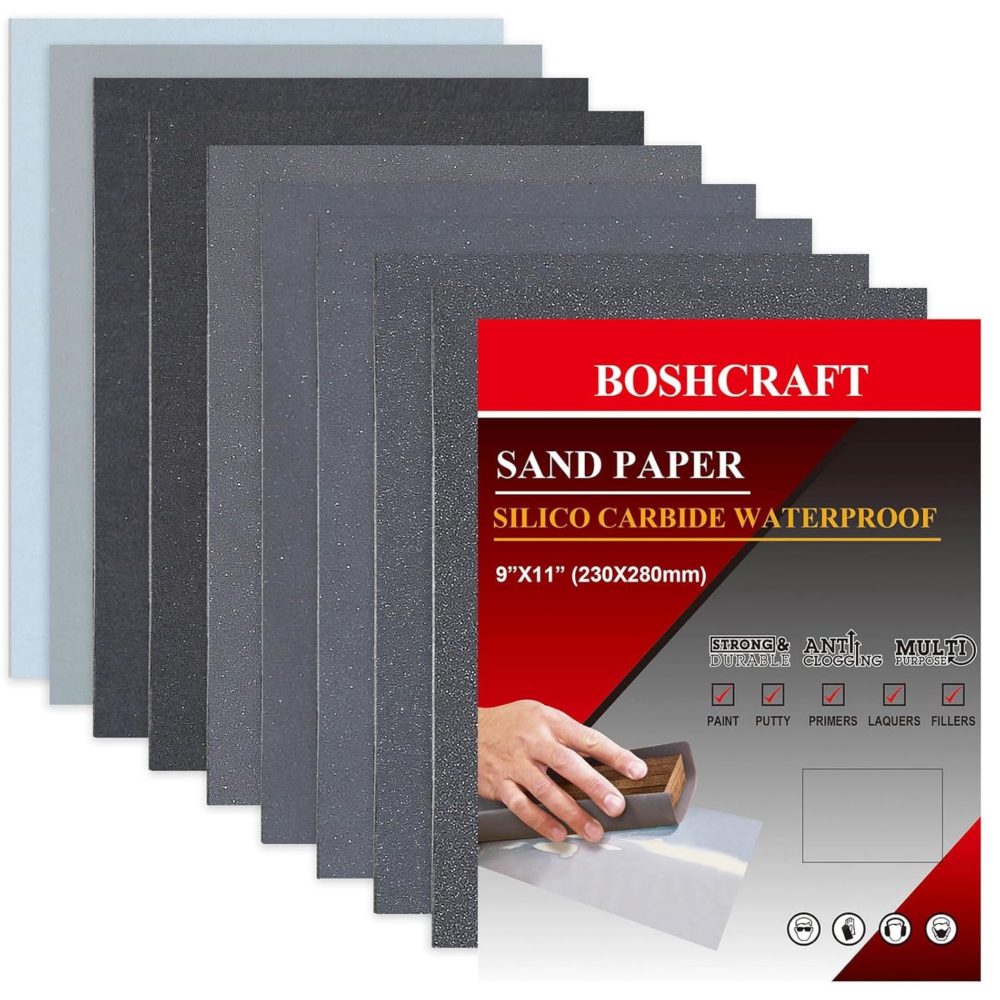 25 Pcs Wet Sandpaper, Sand Paper Assortment 400/600/800/1000/1200/1500/2000/2500/5000 Sandpaper Sheet Sandpaper for Wood Auto Metal