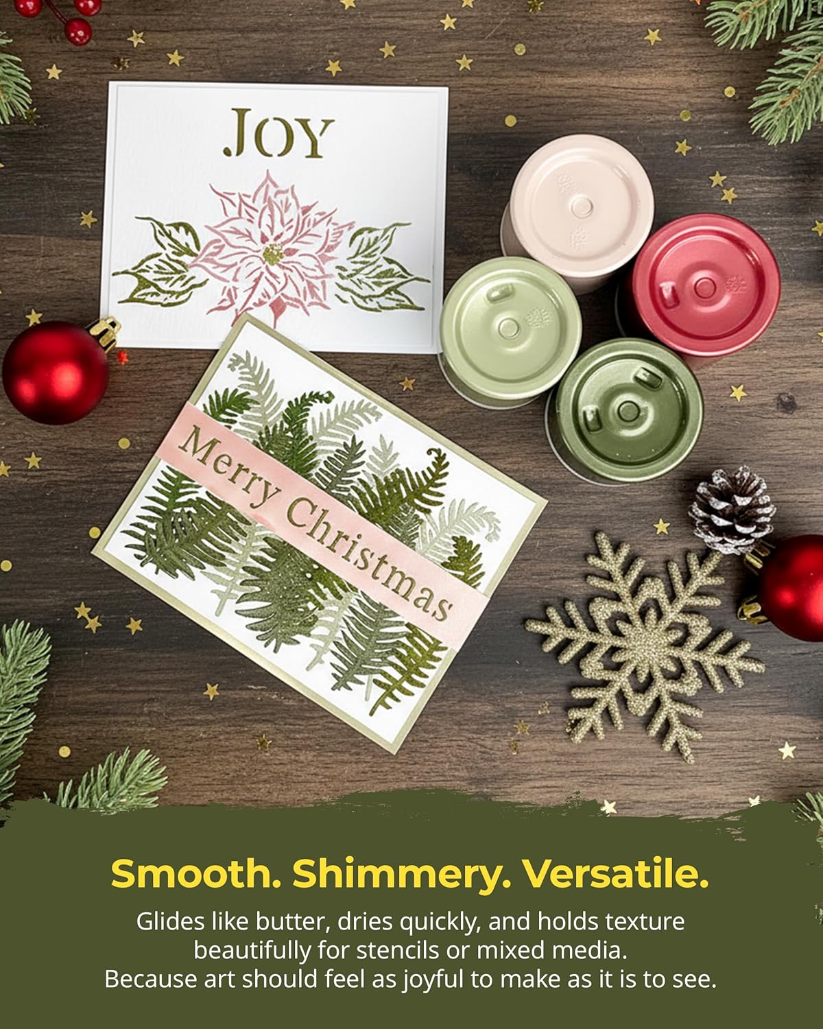 The Crafter's Workshop Stencil Butter Medium, Easy-to-Spread, Adds Shimmer, Shine and Colorful Texture, Cleans Up with Water, 4 pk, 2-oz Each, Petals and Herbs