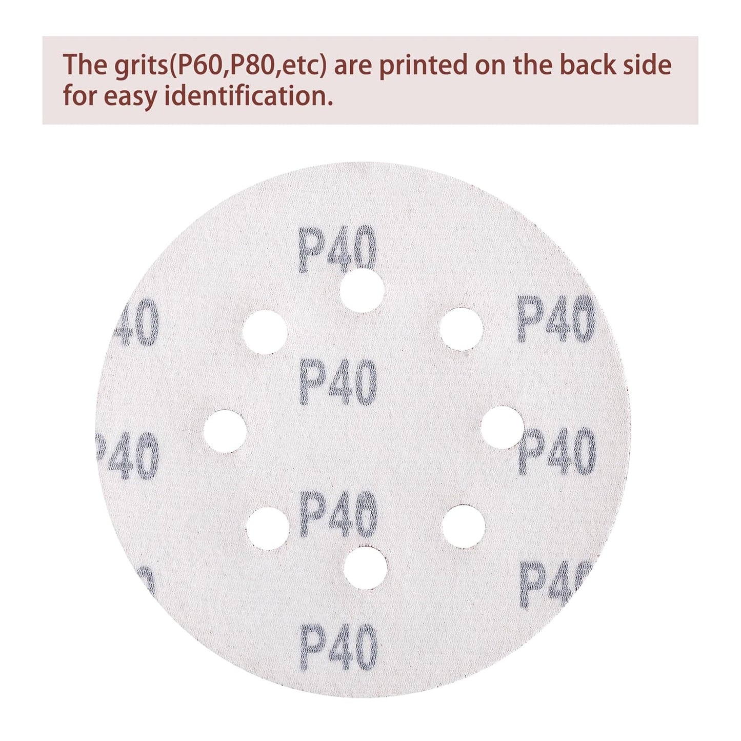 150pcs 40 Grit Sanding Discs, 5-Inch 8-Hole Sandpaper, for Woodworking or Automotive