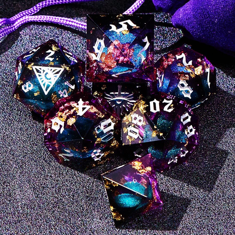 Black Eye of Mystery Liquid Core DND Dice Set – Unique Resin Dice Set for Dungeons & Dragons – Third Eye Dice Set for D&D Gifts