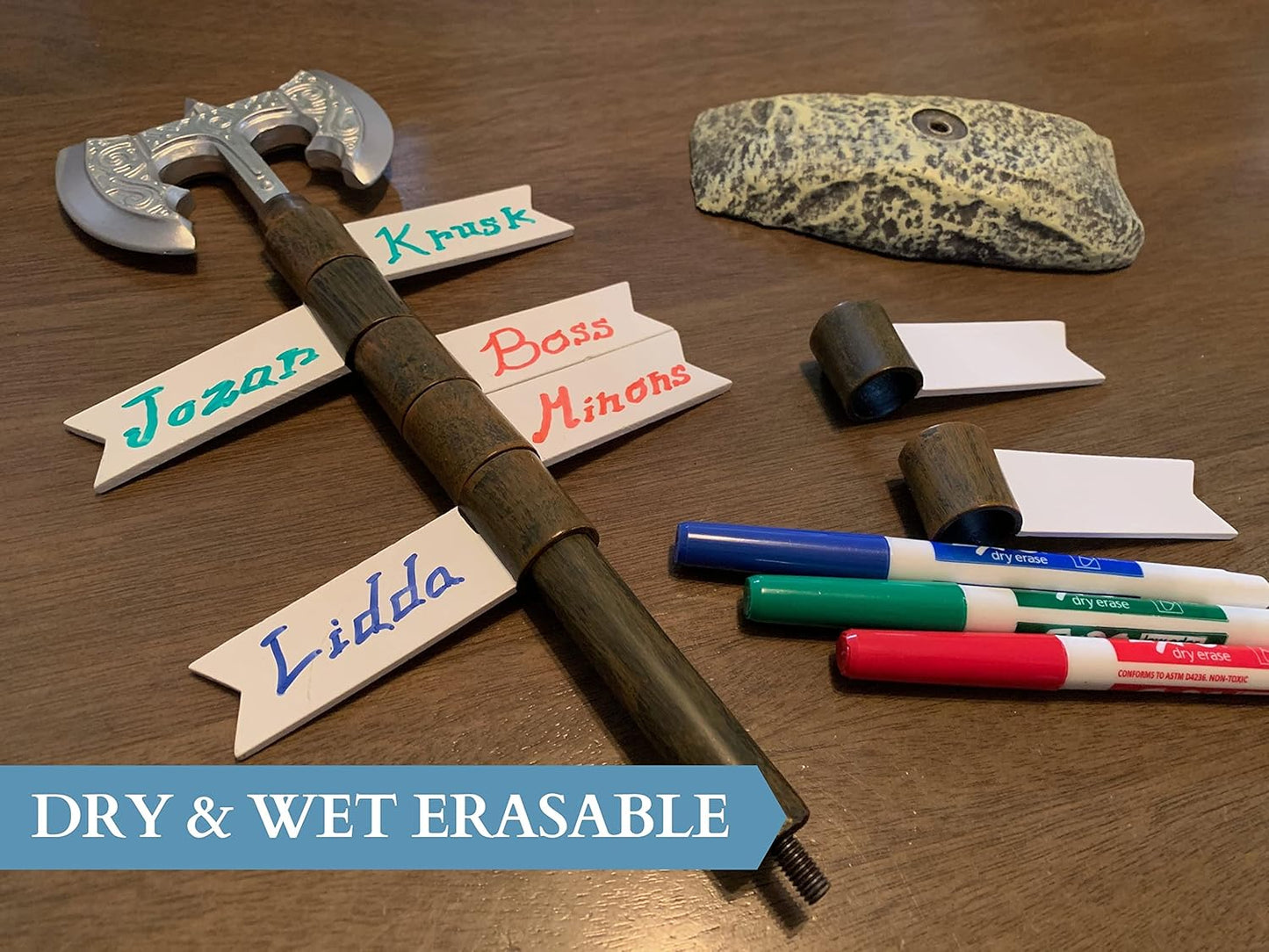 Galdor's Guild DND Initiative Tracker | Recorder Tools | Gift for Dungeons & Dragons Players, Dungeon Master/DM, or RPG Gaming | Tracking Stand | Holds 8 Flag Markers | Sword/Battle Axe