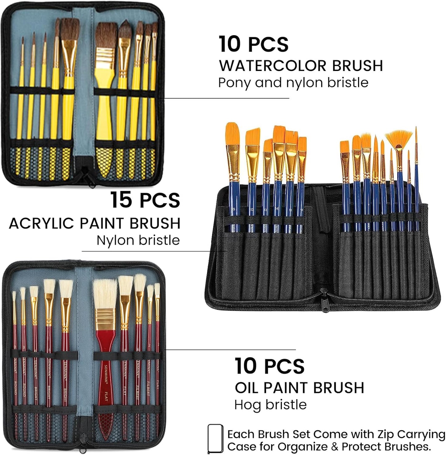 196Pcs Deluxe Artist Painting Set with French Easel, 48 Colors Acrylic & Oil Paints, 24 Colors Watercolor Paints, Art Paint Supplies for Artists, Beginner & Adults