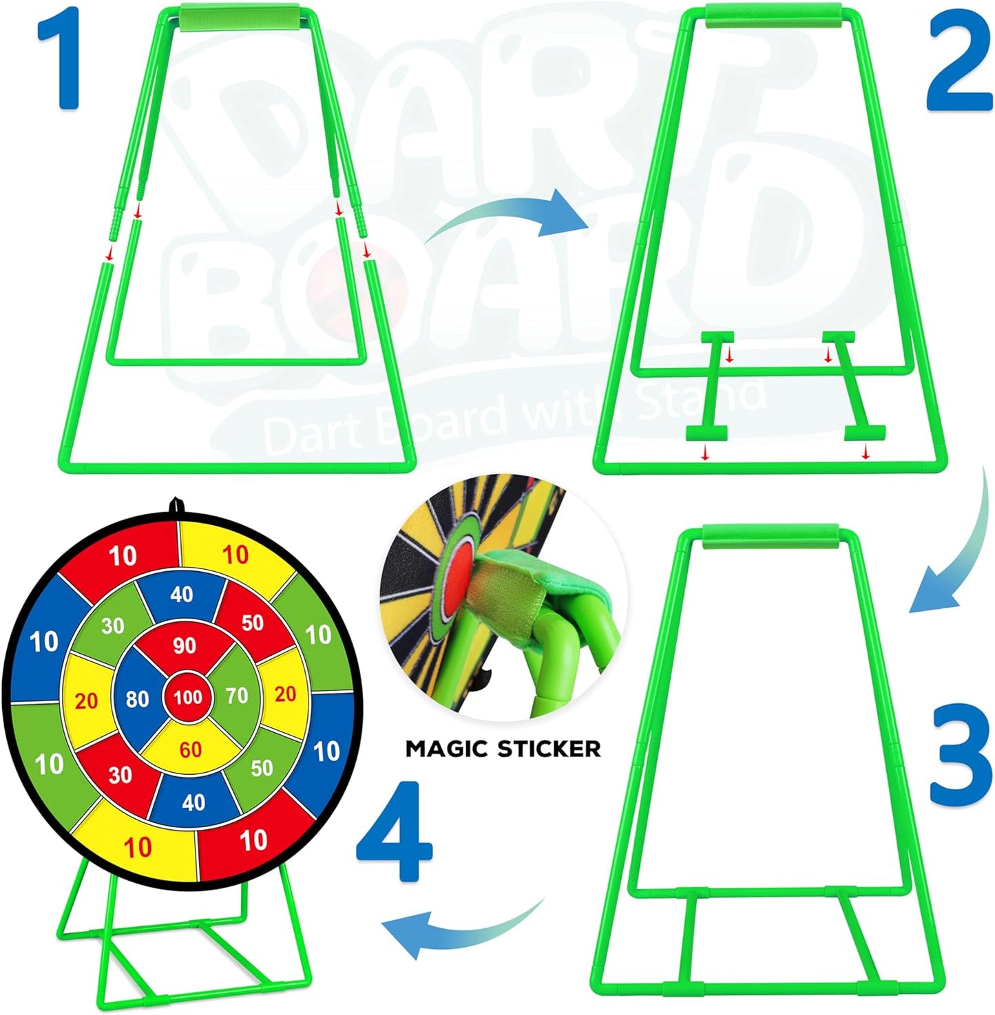 Large Dart Board for Kids, Kids Double-Sided Dart Board with Sticky Balls and Darts, Indoor/Outdoor Sport Fun Party Play Game Toys, Gifts for 3 4 5 6 7 8 9 10 11 12 Year Old Boys Girls