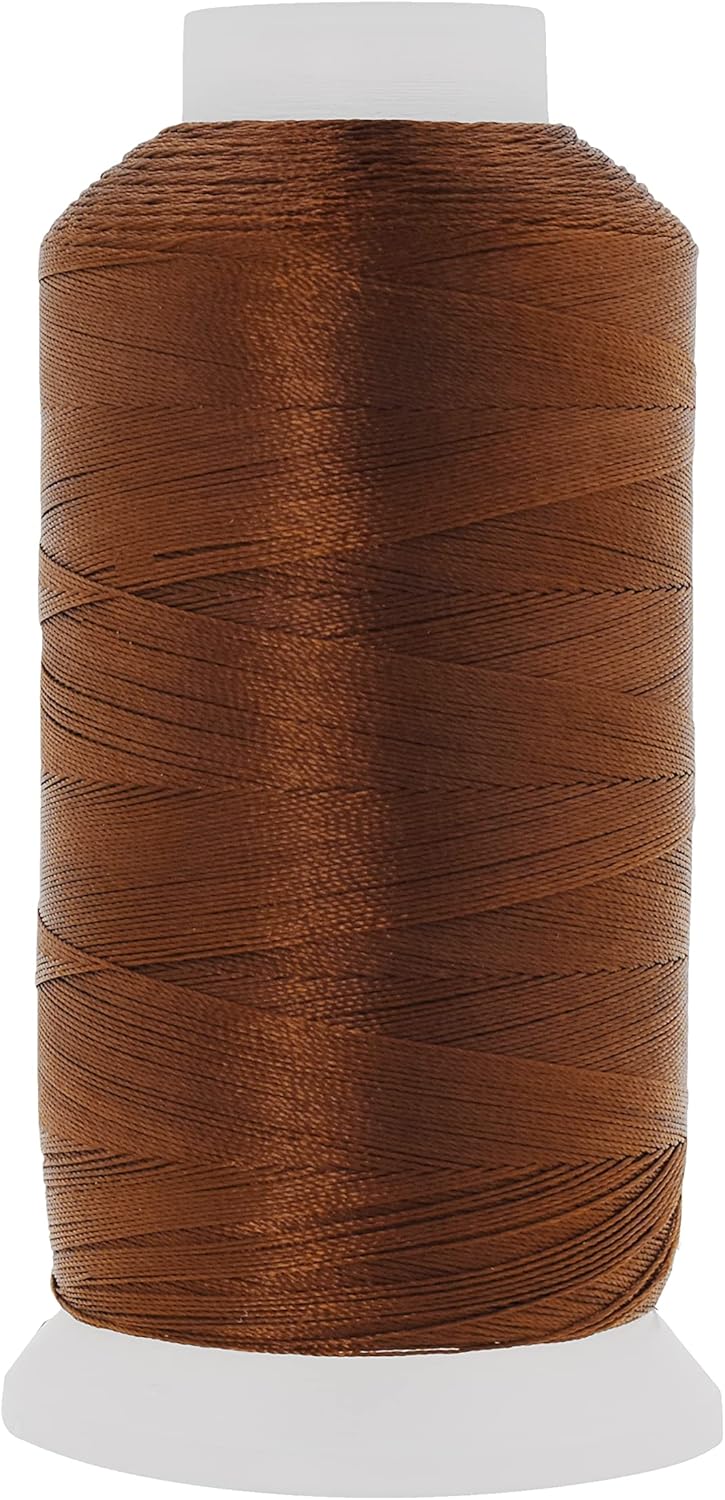Mandala Crafts Brown Heavy Duty Thread -1500 Yds Tex 70 Thread for Sewing Drapery Jeans Leather Hair - Bonded Polyester Thread Outdoor Marine Upholstery Threads