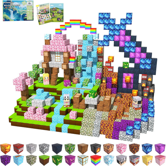 150PCS Magnetic Blocks, Magnetic Building Blocks, Magnet Blocks for Kids Age 3-5 4-8 8-12, STEM Sensory Educational Magnet Stacking Toys Boys Girls Gifts