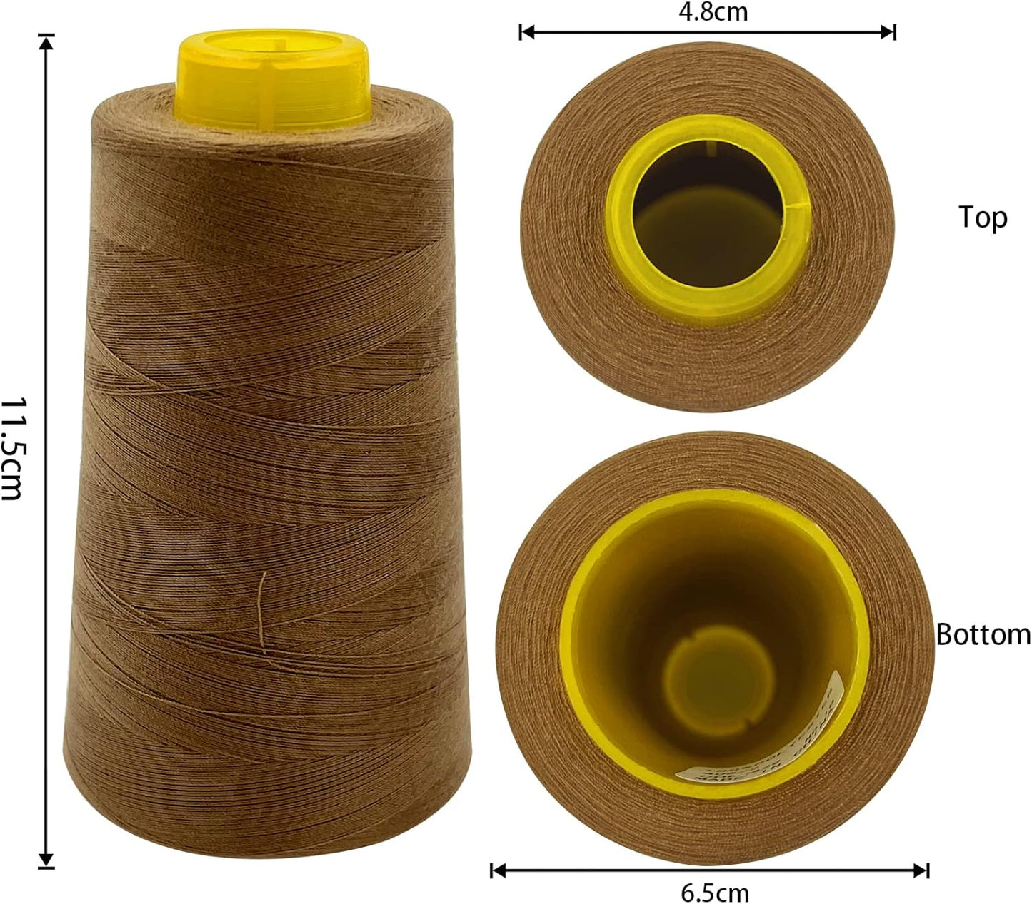 Tortoise 4 Cones of 3000 Yards Each Spool Thread for All Purpose, Serger, Overlock, Quilting, Sewing Machine - 100% Polyester - 40S/2 Tan