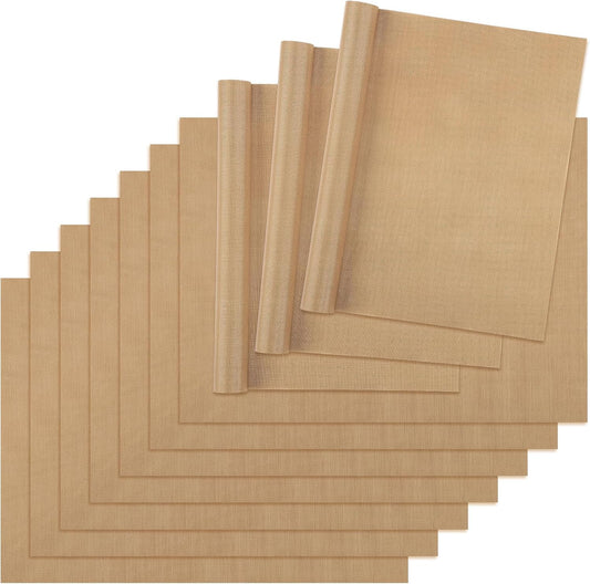 Svaldo Teflon Sheets for Heat Press, 10 Pack, 12x16 Heat Press Paper for T Shirts, Hat, Reusable Non Stick PTFE Teflon Sheet, Iron Transfer Paper for Sublimation Machine, Craft & Baking