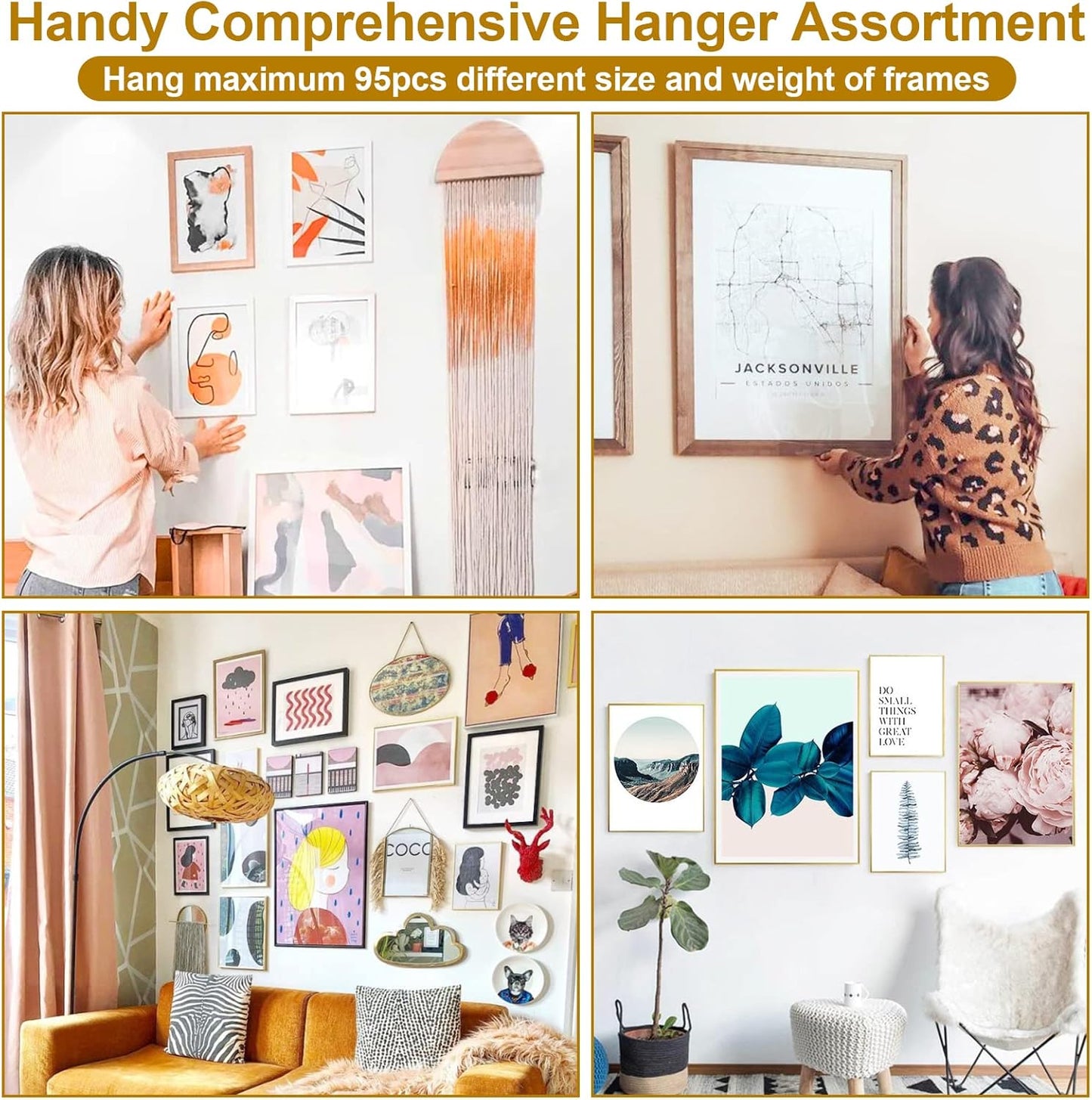 372 PCS Picture Hanging Kit, Christmas Decorations Indoor Outside Picture Hangers, Heavy Duty Picture Frame Mirror Wall Hanging Hardware Hooks Kit with Nails Sawtooth for Hanging Picture