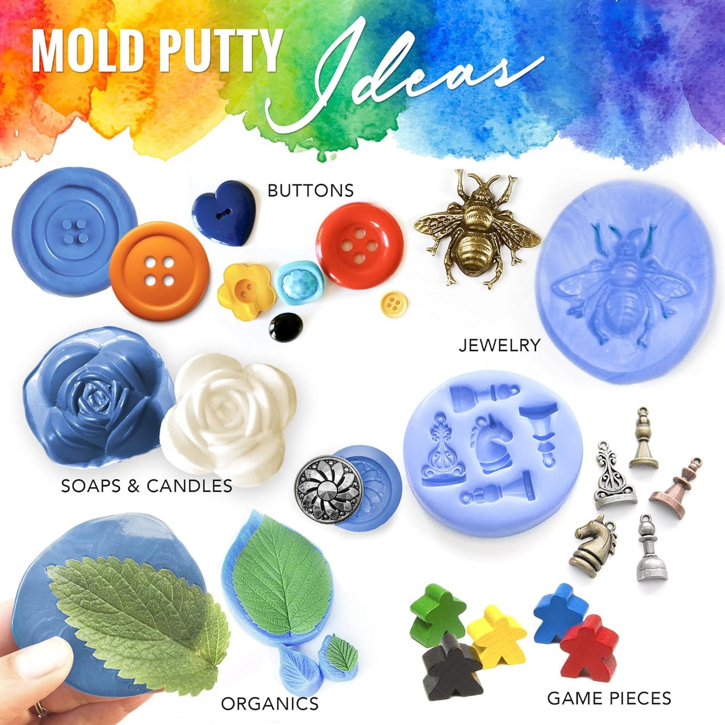 Moldable Putty (2 lbs) Silicone Mold Making Kit - A:B Mold Putty for Creating Casting Molds for Soap Making Supplies, Jewelry Making, Sculpting and More