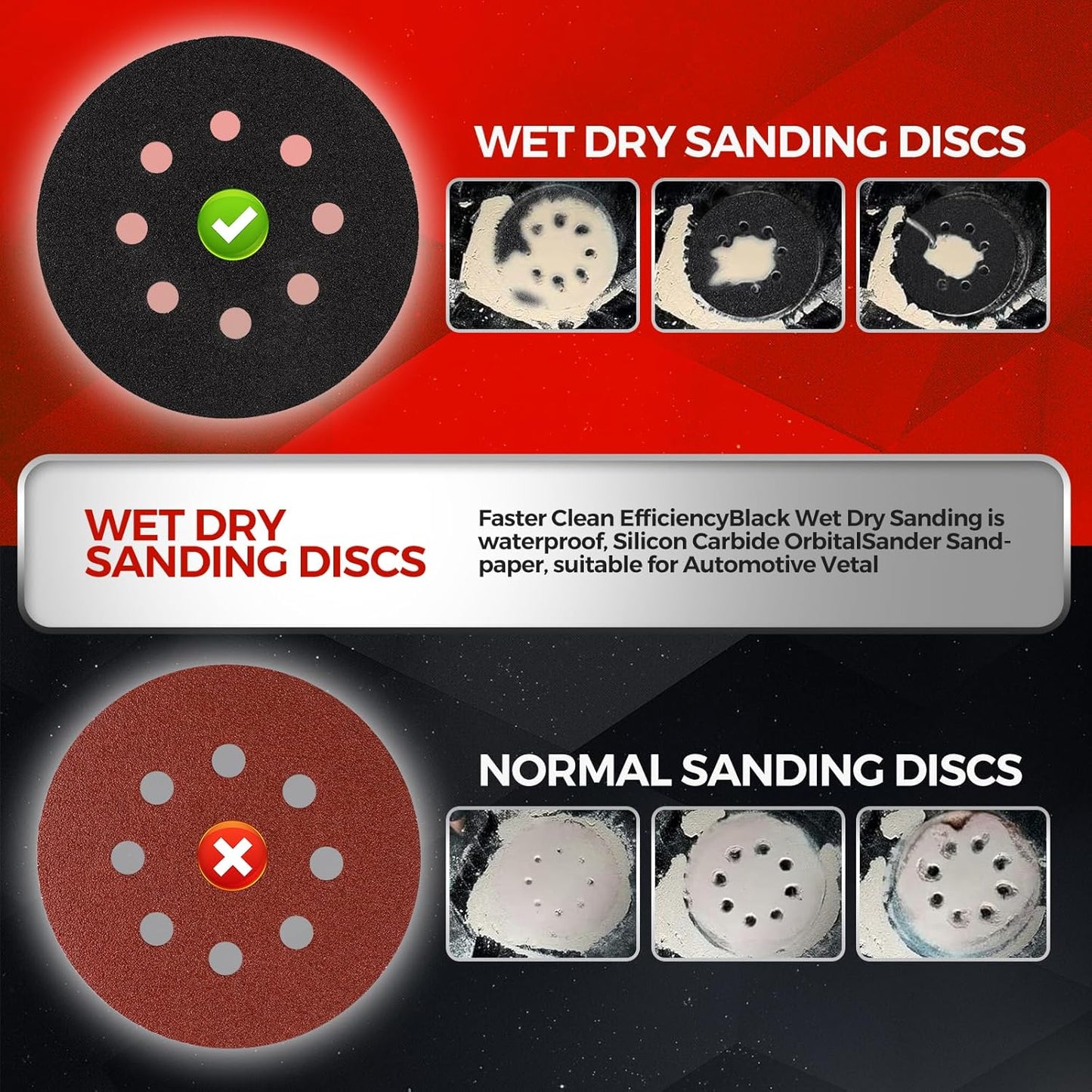 100PCS 5 inch Silicon Carbide Sanding Discs 800 Grit, Wet Dry Orbital 5 Sander Hook and Loop Sandpaper Disc, Best for Metal,Automotive,Wood Polishing