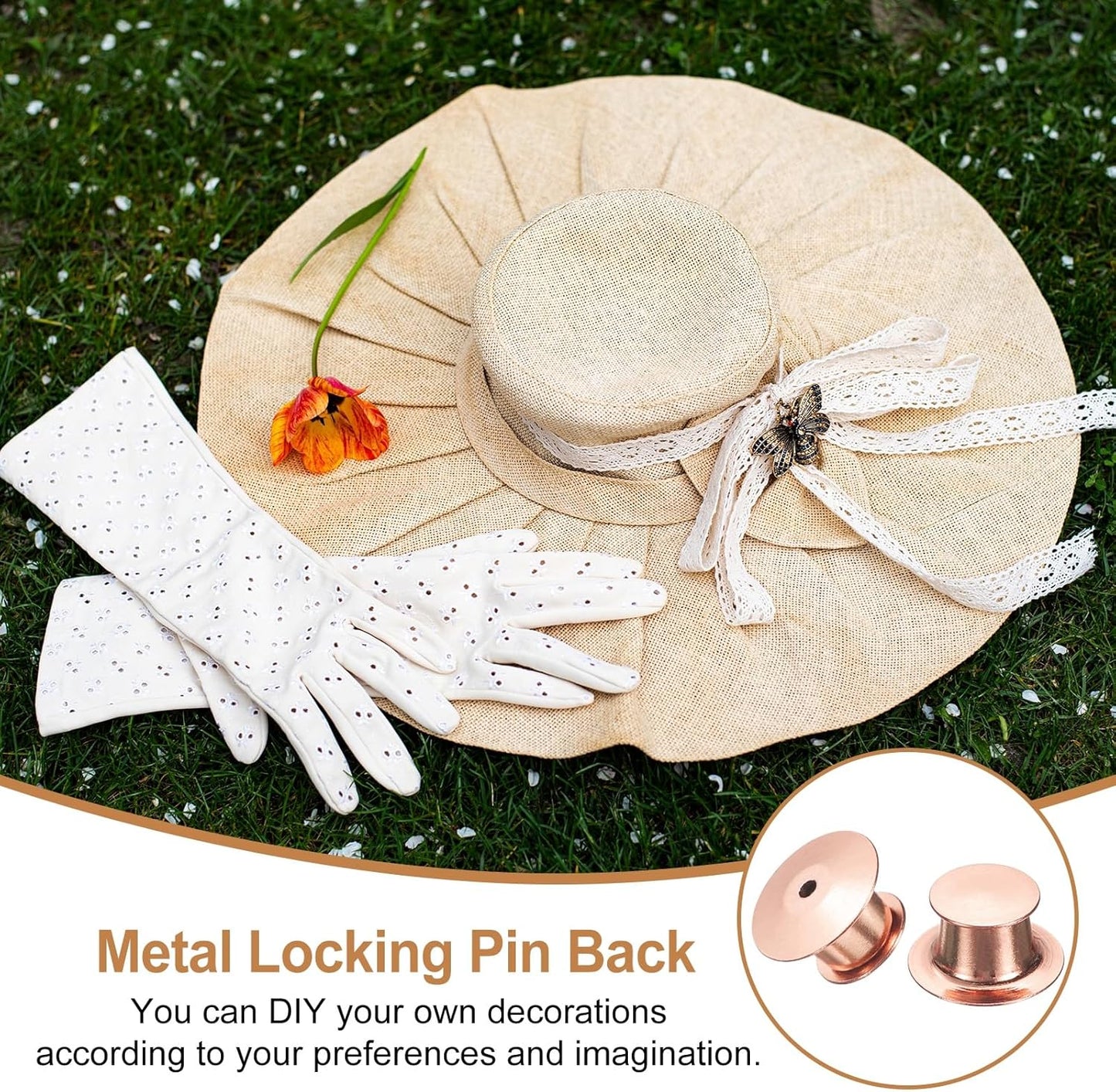 uxcell 30Pcs Metal Locking Pin Backs, Pin Keepers Locking Clasp Flat Head Clamp Needle Back Lock for DIY Brooch Crafts Badges Enamel Lapel, Rose Gold