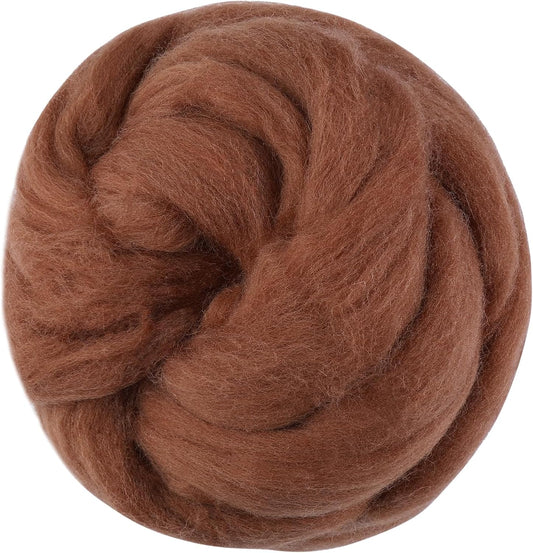 3.53oz Wool Roving Yarn, Wool Felting Supplies, Pure Wools, Chunky Yarn, Spinning Wool Roving for Needle Felting Wet Felting DIY Hand Spinning (Dark Coffee)