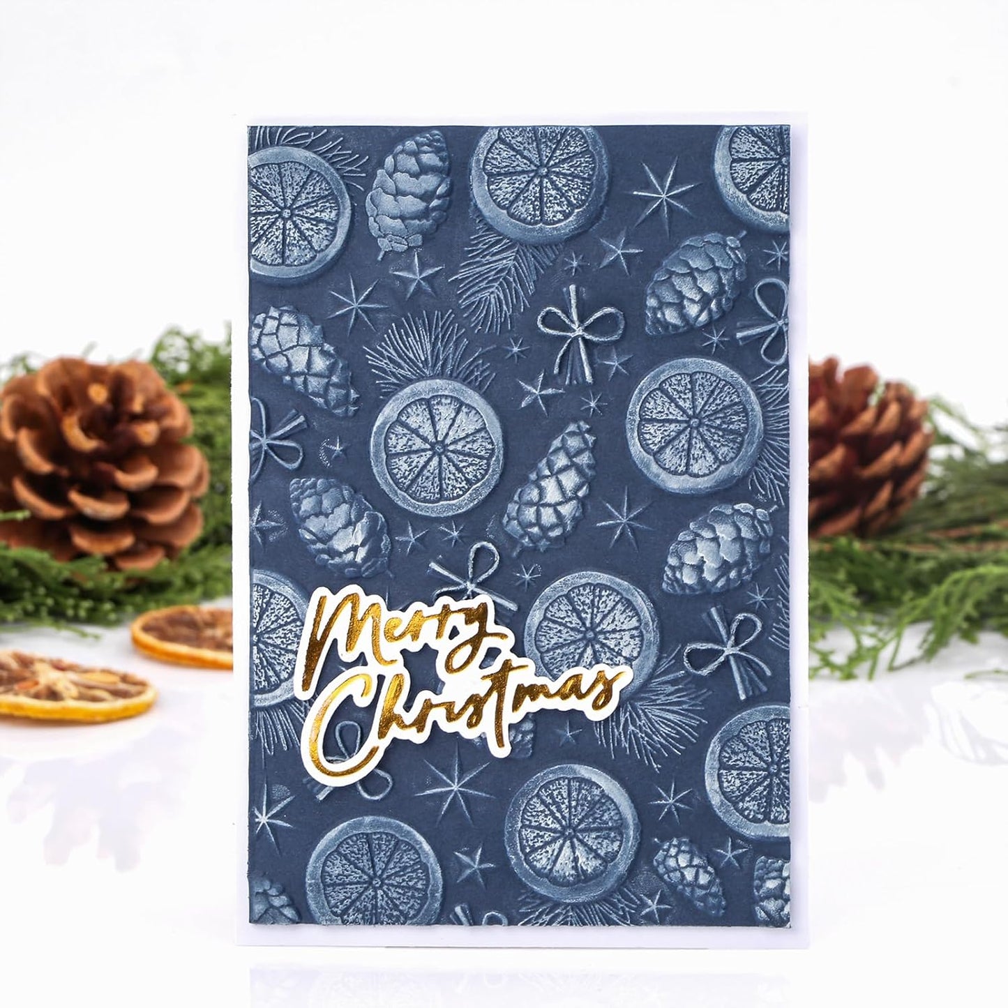 BAOFALI 3D Christmas Theme Plastic Embossing Folders Lemon Pine Nut for DIY Scrapbooking Photo Album Card Paper Craft Decoration for Card Making,Embossing Template Paper Card Embossing Stencil