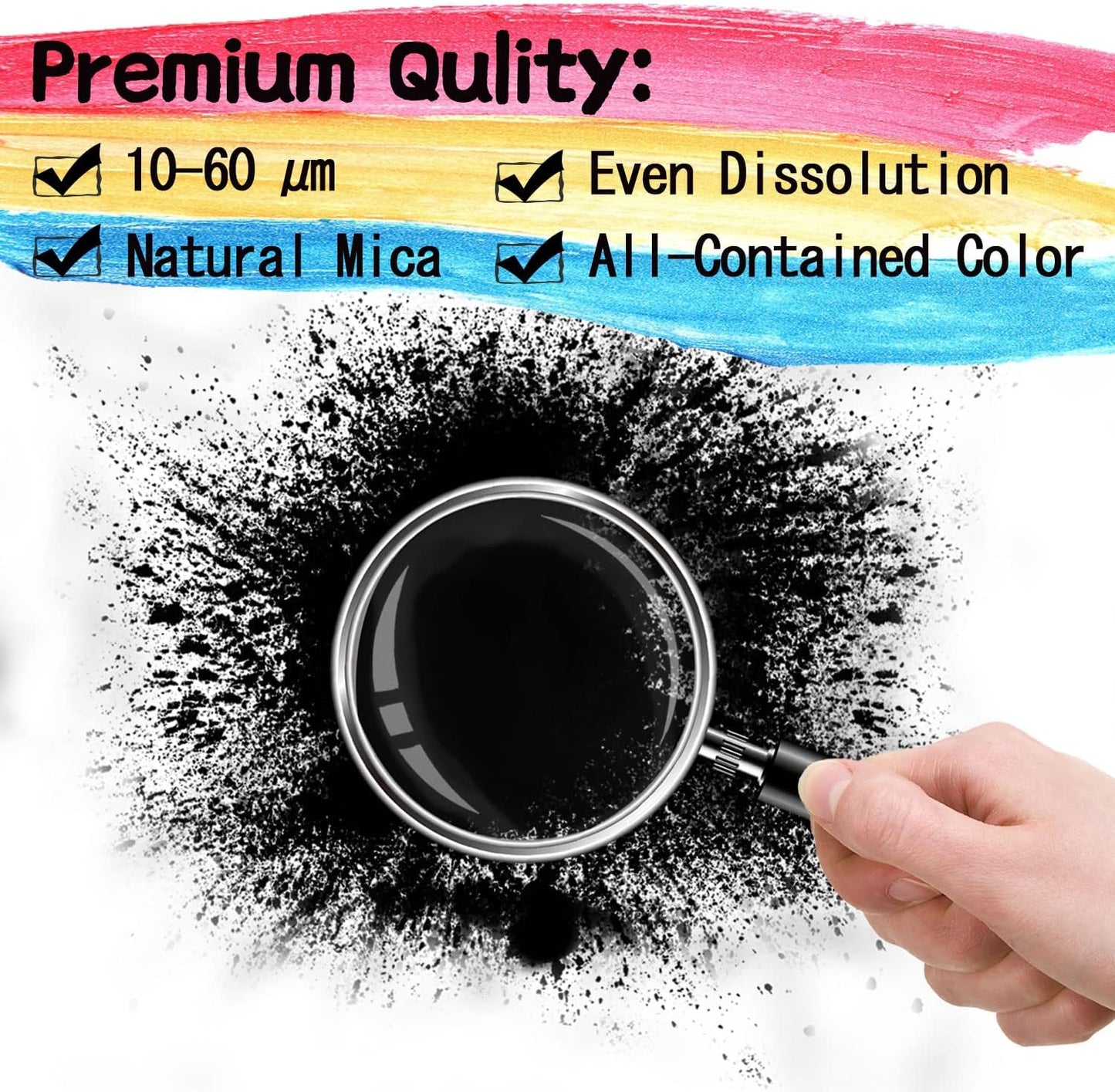 [60g White + 40g Black] Mica Powder - 100g Mica Powder for Epoxy Resin - Pigment Powder Dye for Resin/Eye Shadow/Soap Making/Nails/Bath Bombs etc.