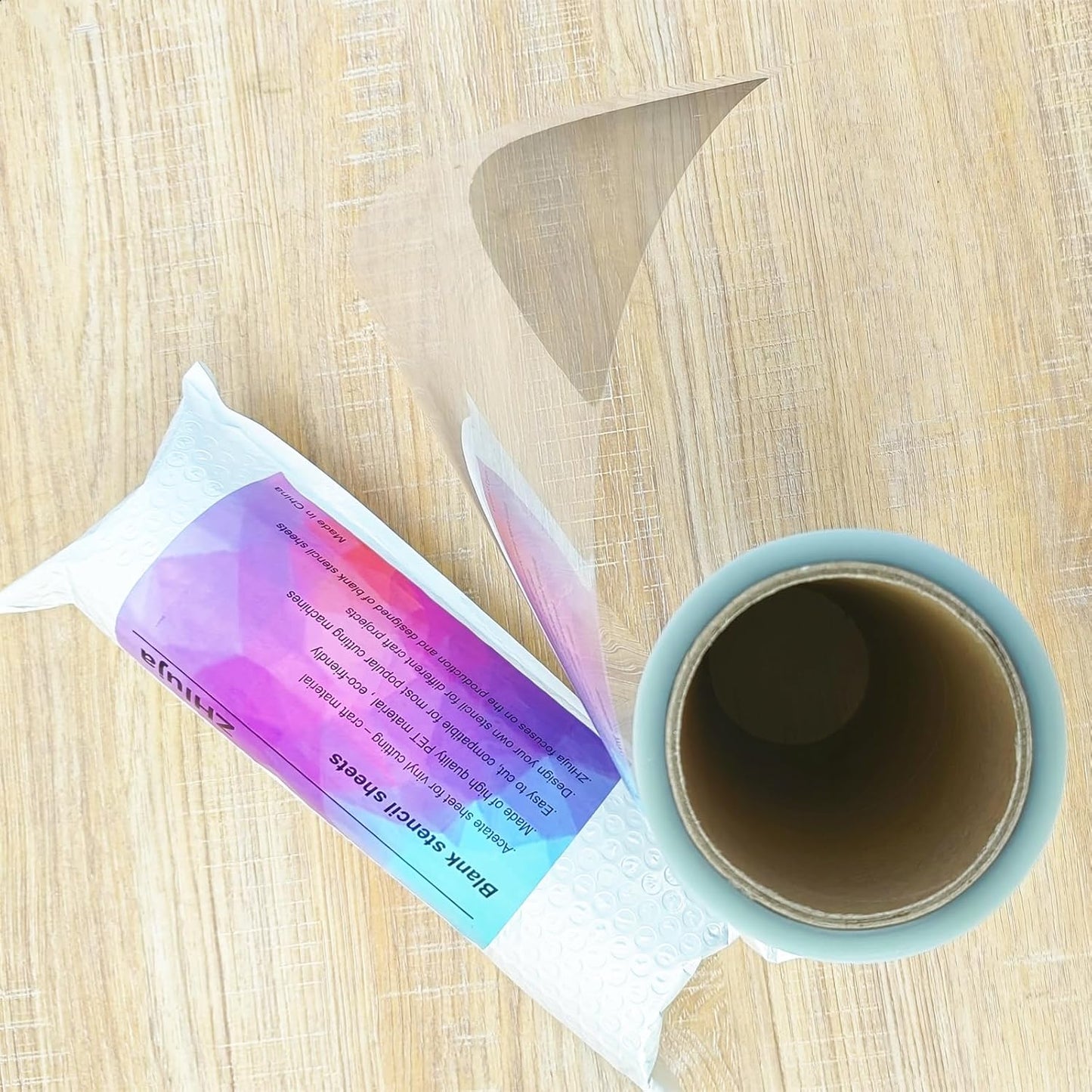 ZHluja 12inchs x 40ft Rolls 4mil Transparency Blank Stencil Sheets Material,Clear Acetate Sheet Mylar Sheet for Cricut,Cutting Paper,Template Craft Plastic