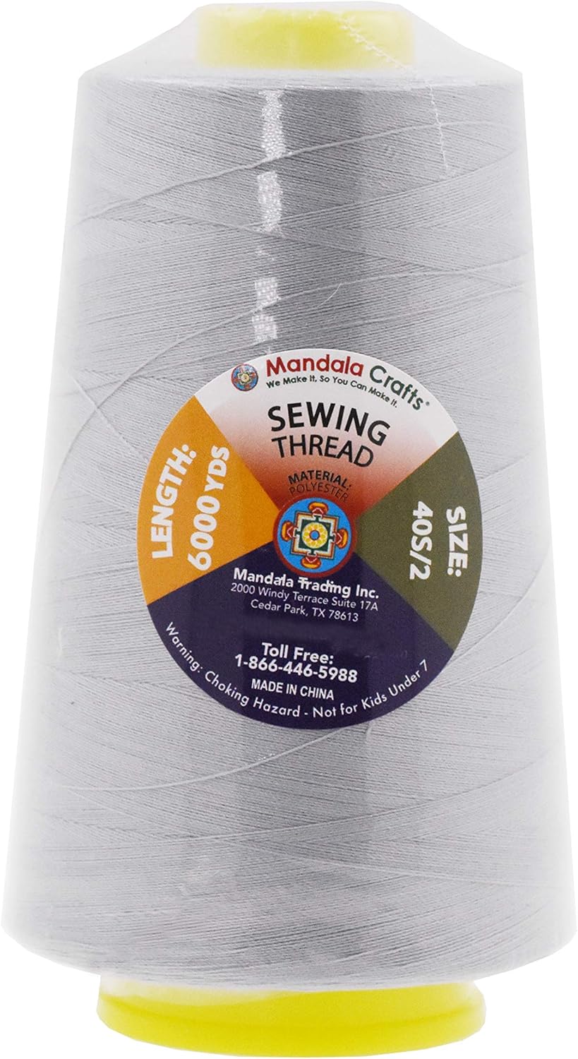 Mandala Crafts 4 Pack of Serger Threads Cones Spools - 40S/2 24000 Yards Polyester Gray Threads for Sergers Machine and Overlock Quilting Sewing Machine