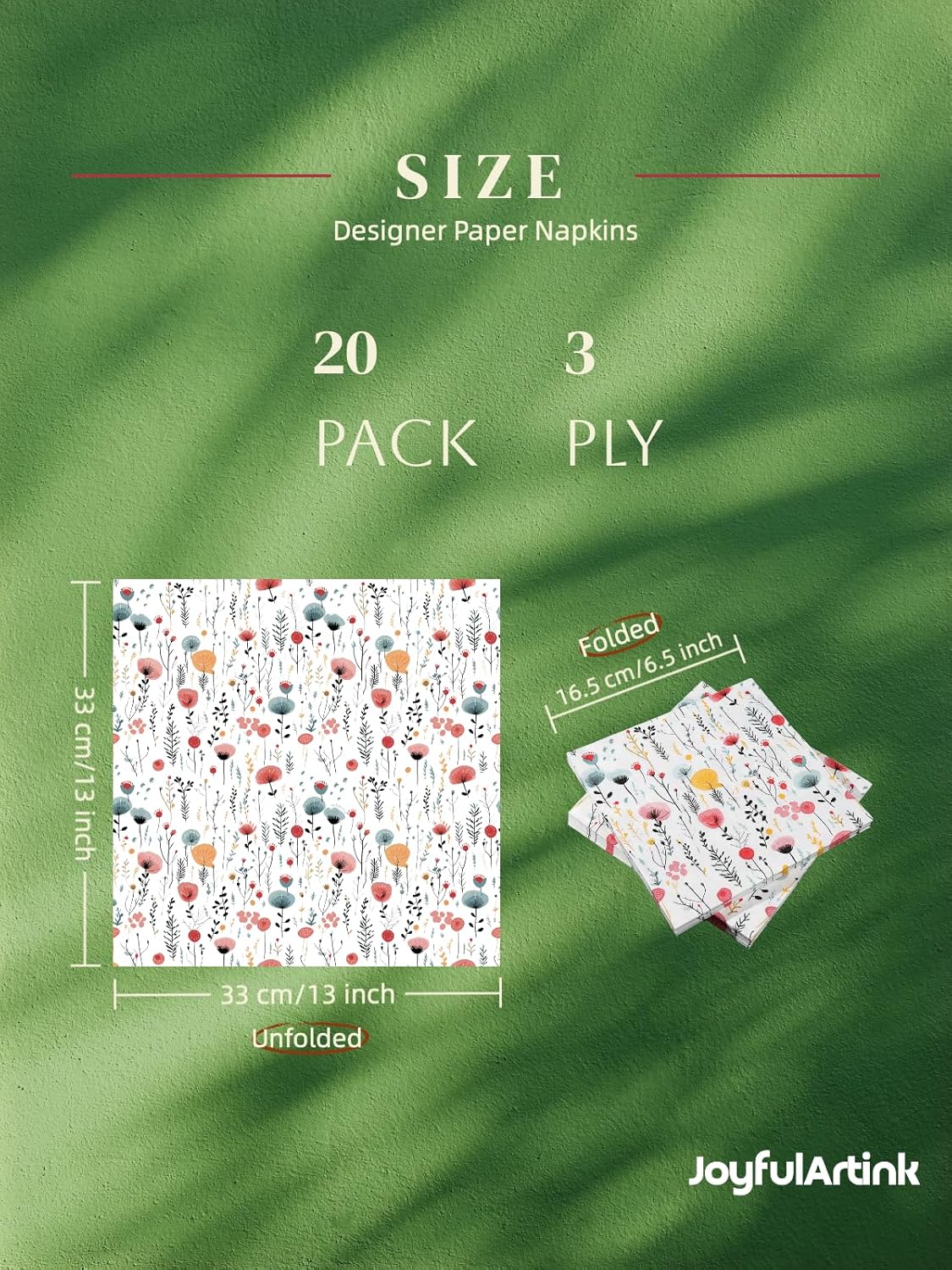 20 pcs Premium Designer Paper Napkins, 3-Ply 6.5x6.5-inches Disposable Decorative Paper Guest White Floral Napkin for Wedding Birthday Anniversary Lunch Dinner Party Baby Shower