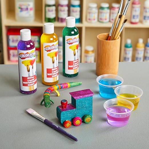 Colorations Liquid Glitter Watercolor Paint, Purple, Non-Toxic, Painting, Kids, Craft, Hobby, Fun, Water Color, Posters, Cool effects, Versatile, Gift, 8 oz.