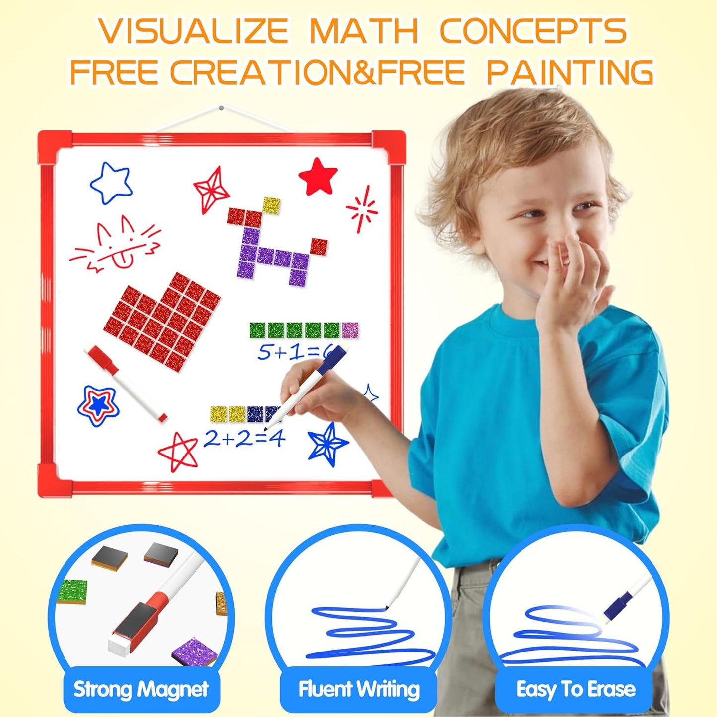 GLEEHAPY Learning Educational STEM Toy,Mosaic Magnetic Puzzle,300 Foam Building Blocks with 20 Patterns,Math Counting Activities, Montessori Sensory Art Kit Gift for Boy Girl Kids 4 5 6 7+