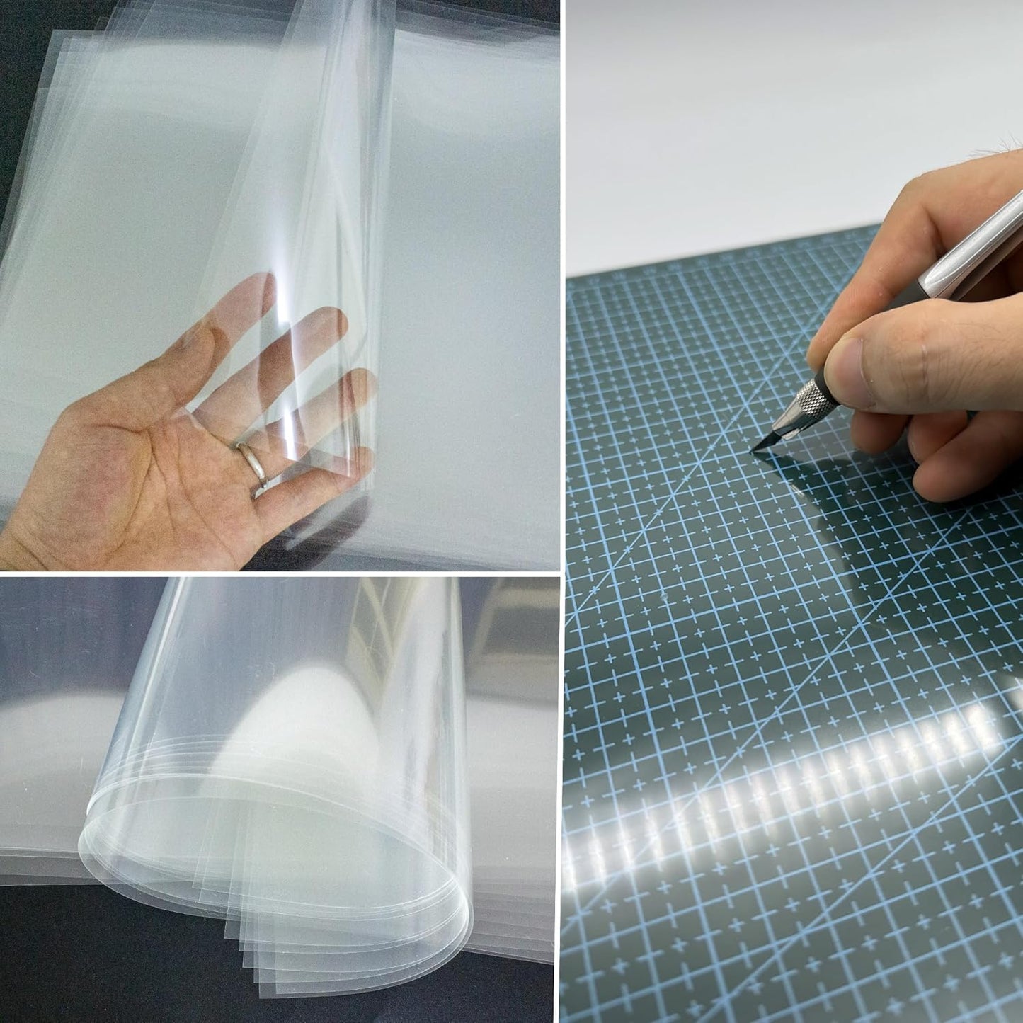 20PCS 4 Mil 12 X 24 Inch Clear Plastic Sheets, Blank Mylar Stencil Sheets,Clear Acetate Sheets for Cricut Crafts, Clear Plastic Sheets for Crafts and Cutting Machine