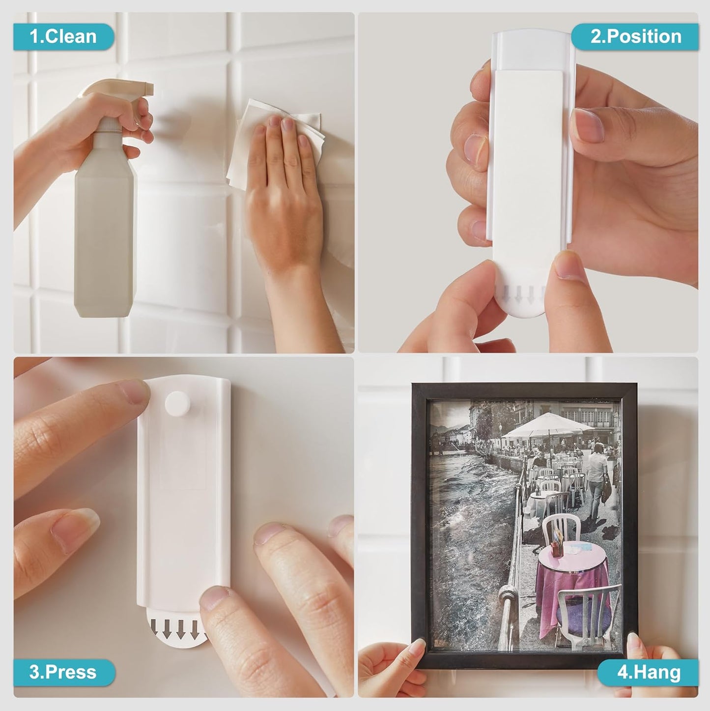 Large Universal Frame Hanger, 14 Picture Hangers, 24 Large Removable Adhesive Strips, Value Pack, Damage Free Picture Hanging Hooks Heavy Duty, No Nails Picture Hooks