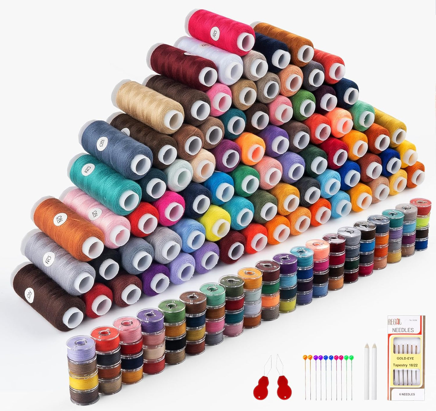 184 Pcs 80 Color Thread for Sewing Machine, 500 Yard Sewing Machine Thread & Prewound Bobbins Size A, Sewing Threads for Sewing Machine Hand DIY Beginners, Stitching, Home