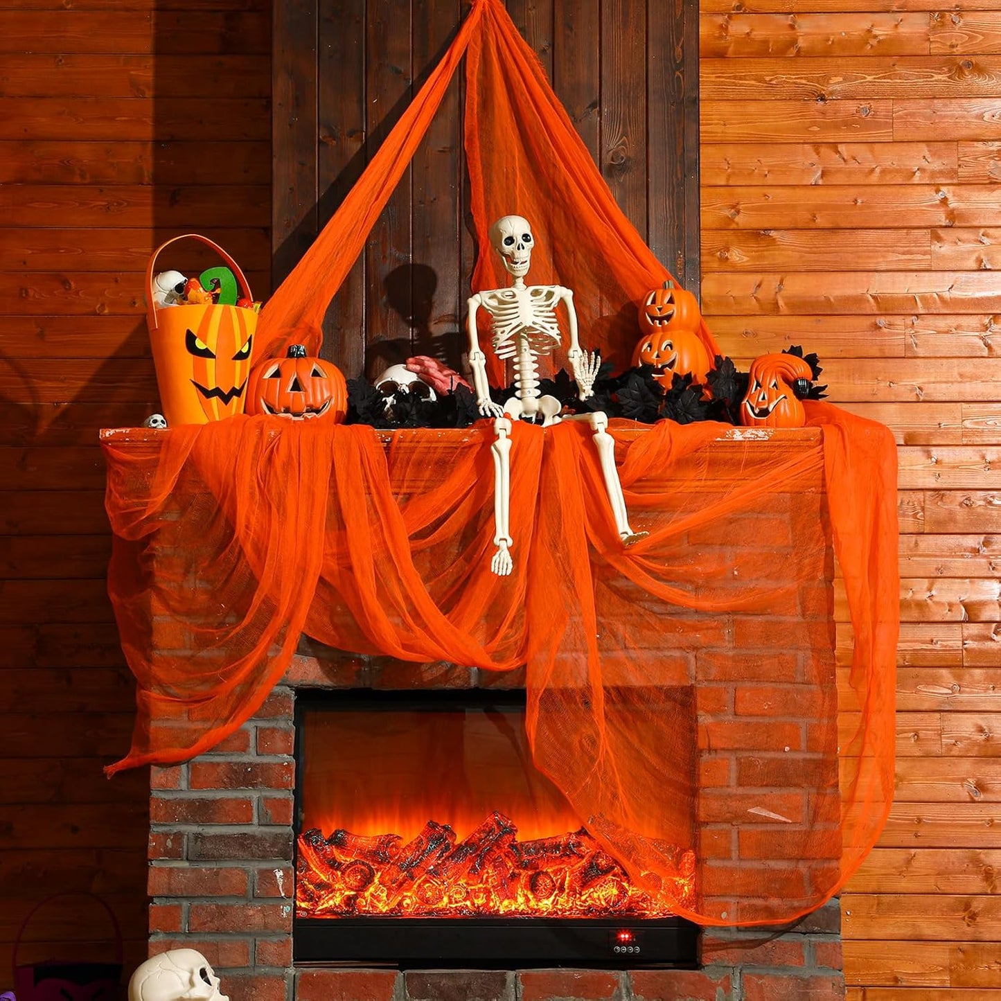 Boao Halloween Cheese cloth 39.37 x 393.7 Inch Orange Cheesecloth Roll for Crafts Large Cotton Muslin Gauze Fabric for Halloween Outdoor & Indoor Spooky Decoration