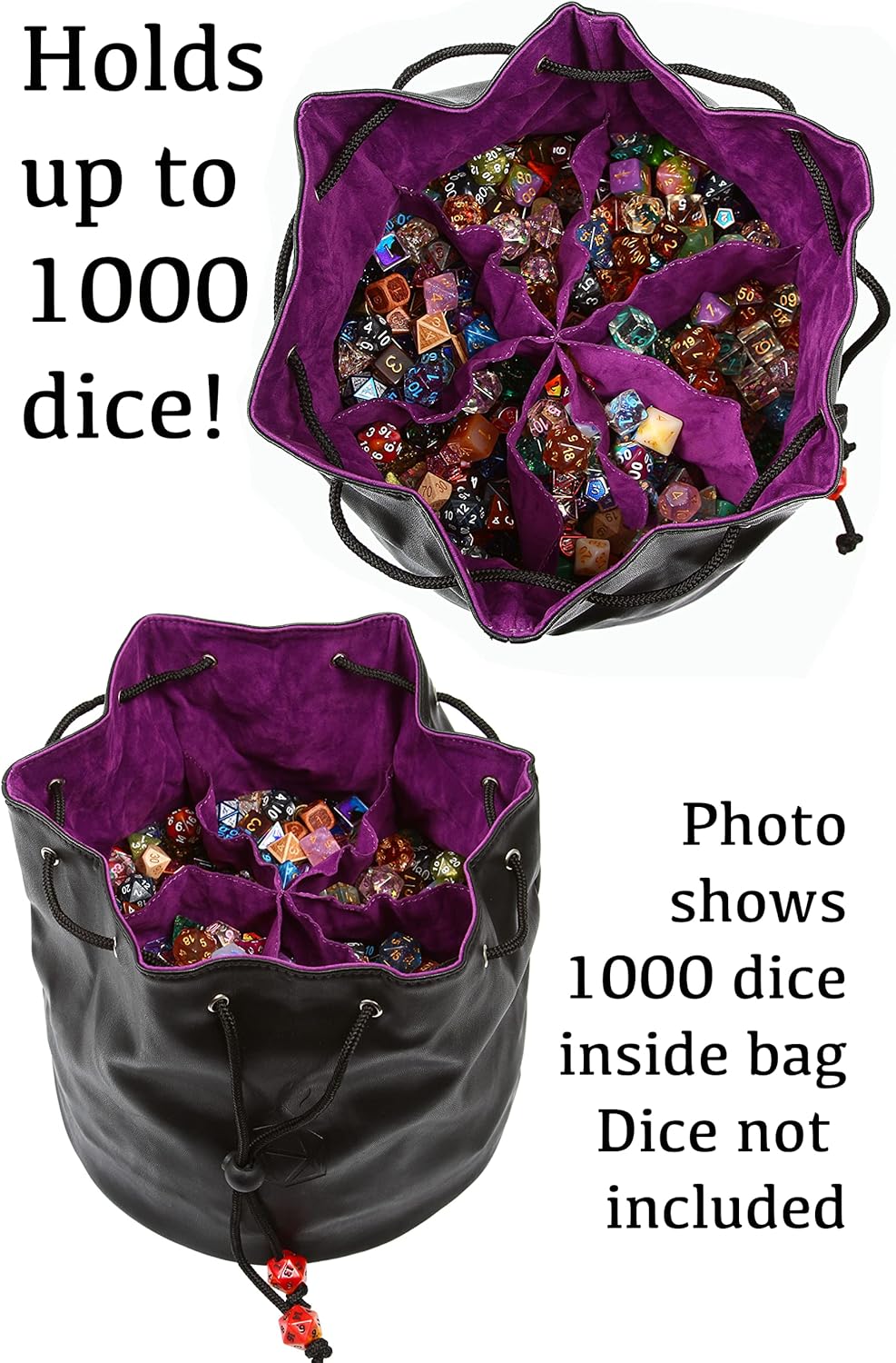 Forged Dice Co. Pouch of The Endless Hoard Dice Bag - Holds Over 1,000 Polyhedral Dice - Dice Storage Bag with 7 Pockets - Perfect for Bulk Dice - Rainbow Dragon Skin