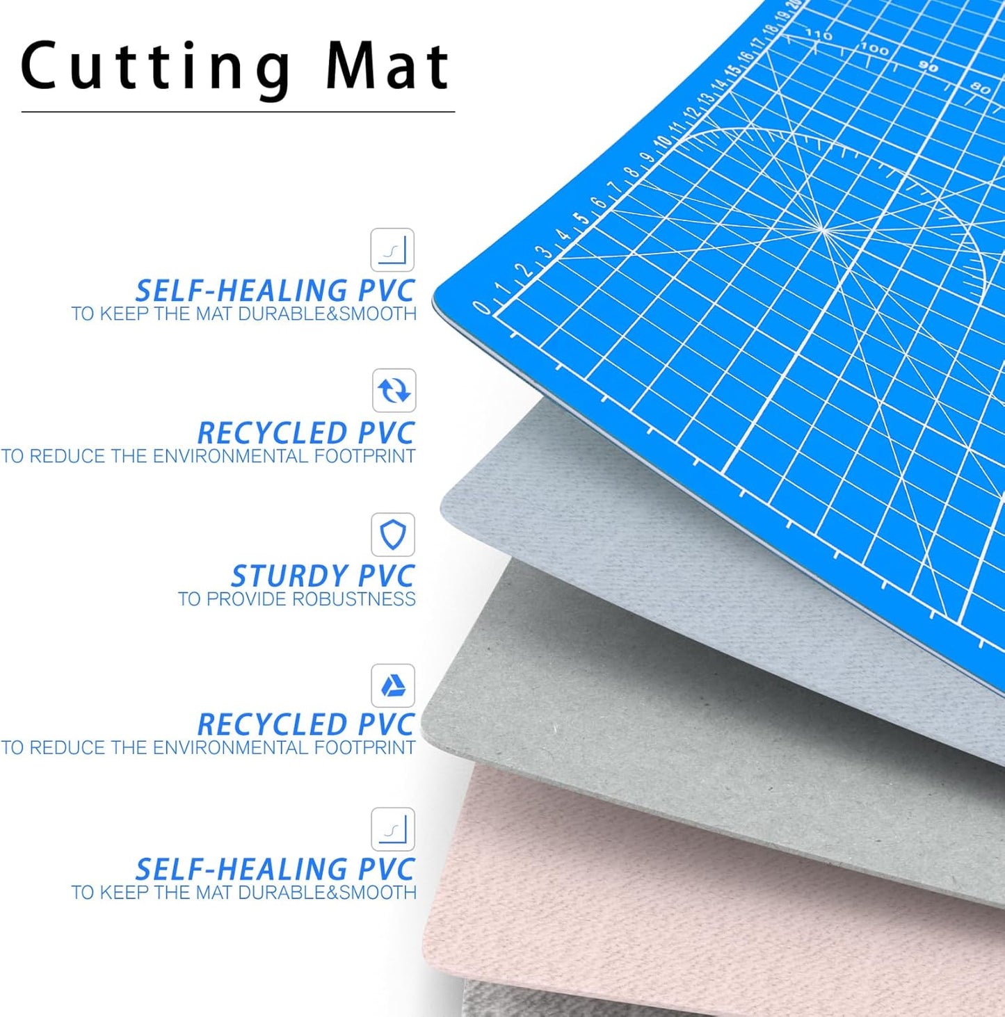 DIYSELF Cutting Mat 8in×6in, Self Healing Cutting Mat, A5 Rotary Cutting Mats for Crafts Sewing Hobby Fabric Project, 5-Ply Craft Cutting Board Double Sided, Craft Mat for Quilting